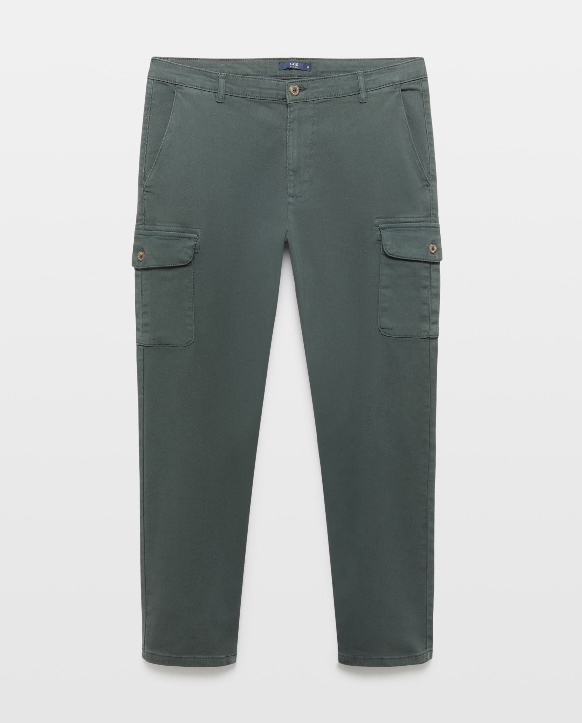 Pantalón hombre chino cargo drill slim fit Verde Pato-4