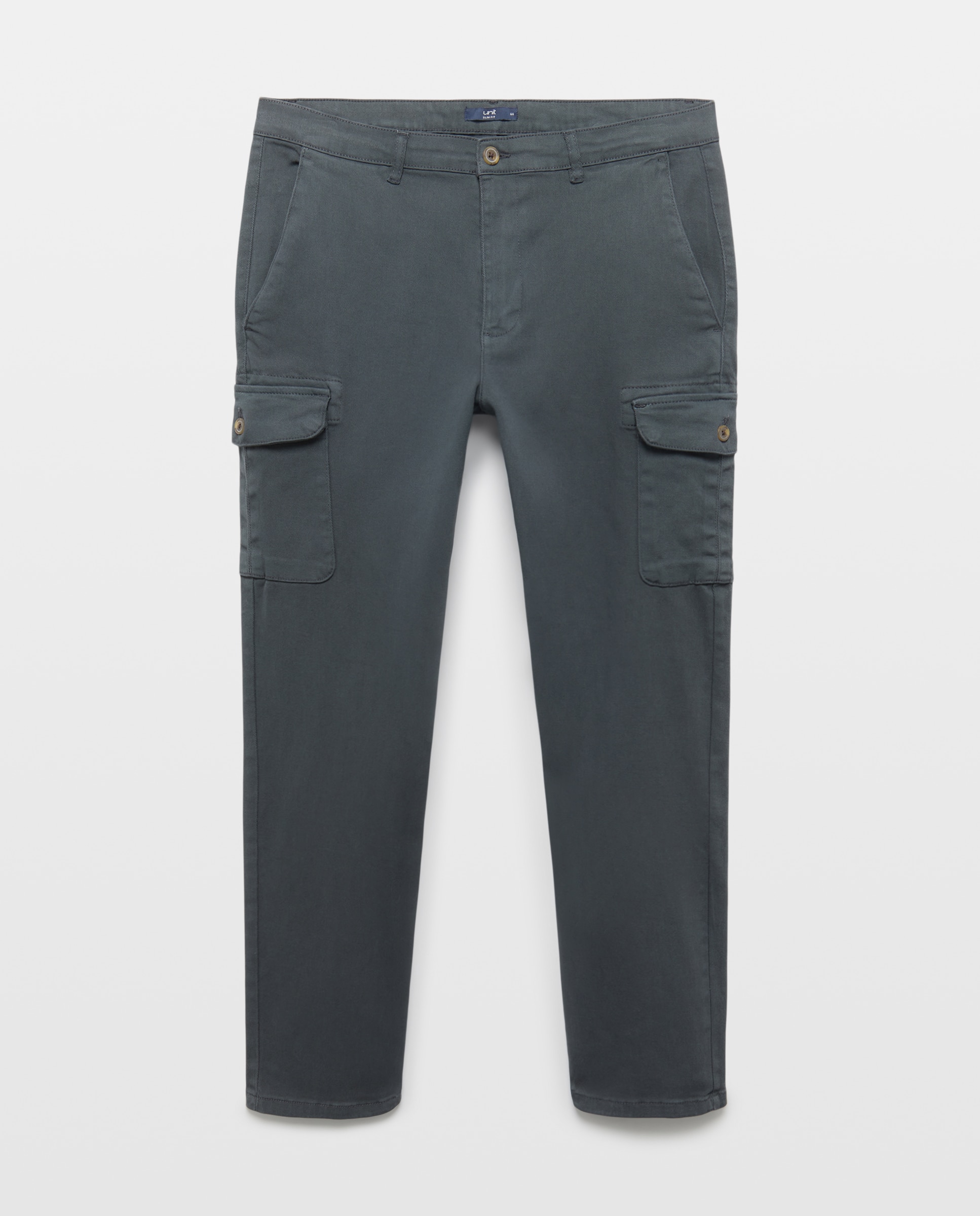 Pantalón hombre chino cargo drill slim fit 830 Antracita-4