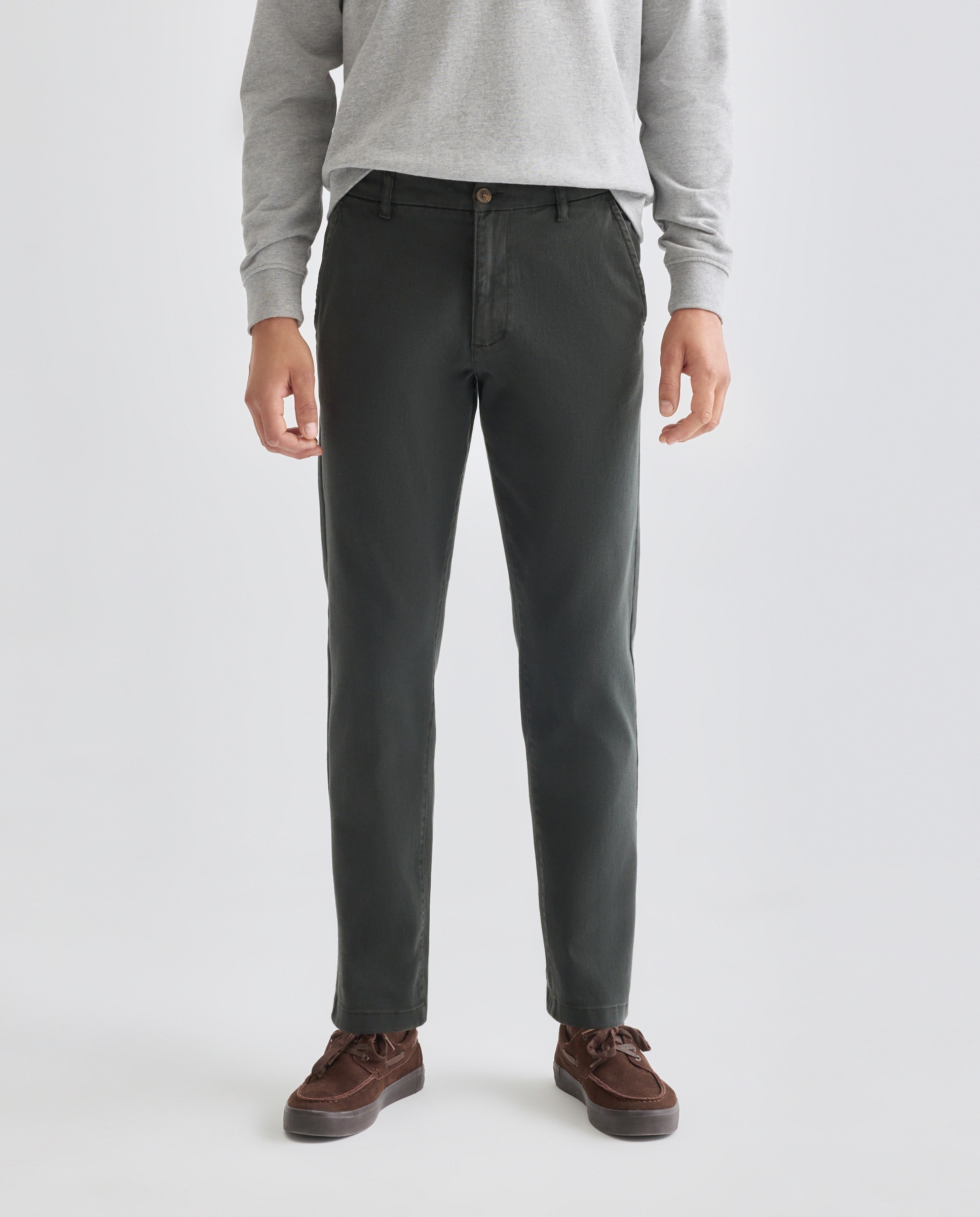 Pantalón hombre chino drill regular fit 530 Verde oscuro-2