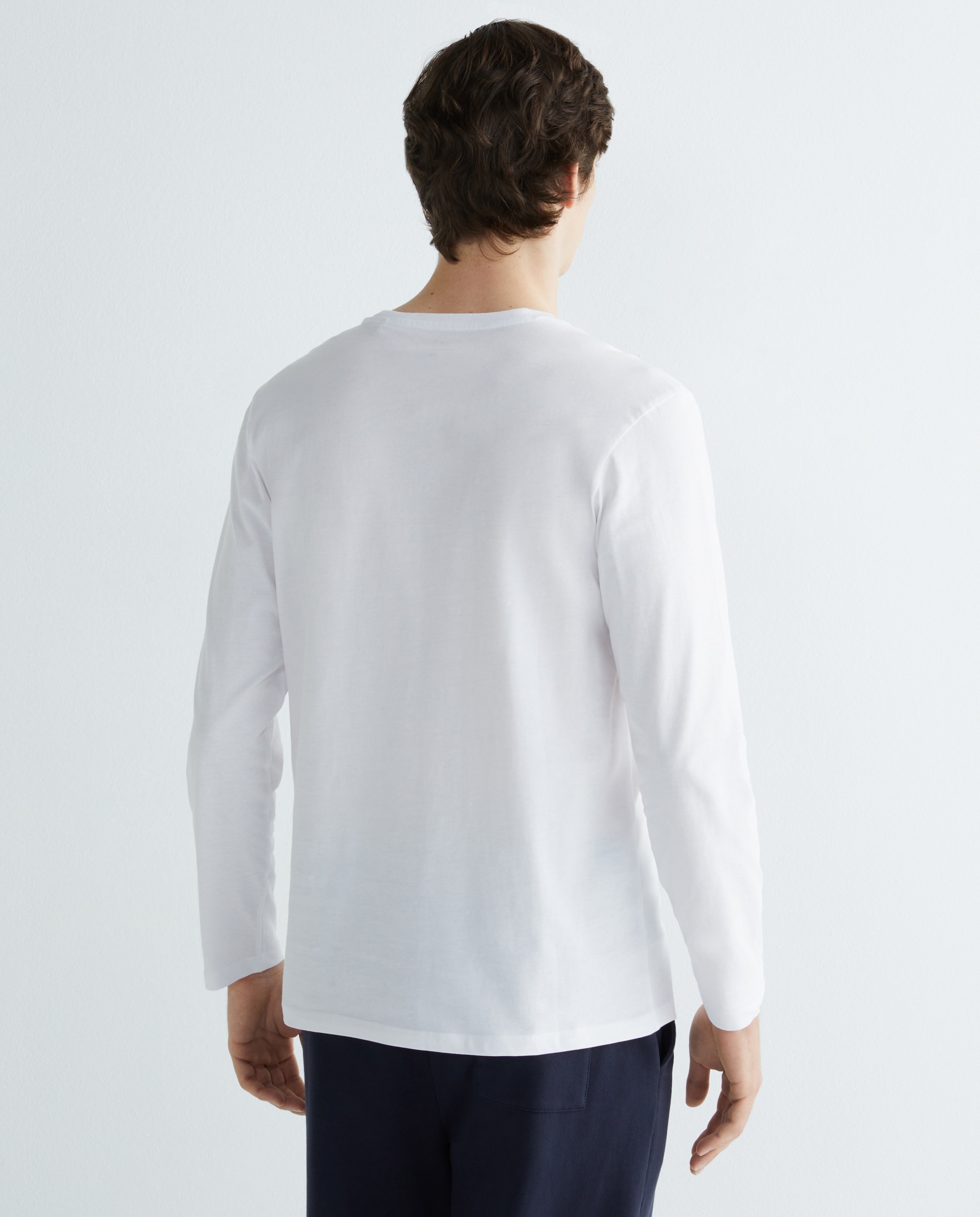 Camiseta de hombre manga larga básica Blanco-2