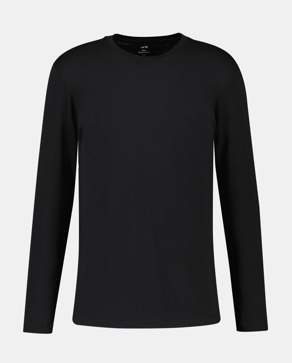 Camiseta de hombre manga larga básica Negro-3
