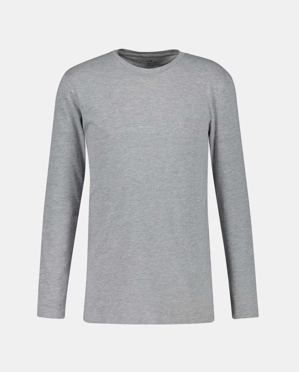 Camiseta de hombre manga larga básica Gris-3