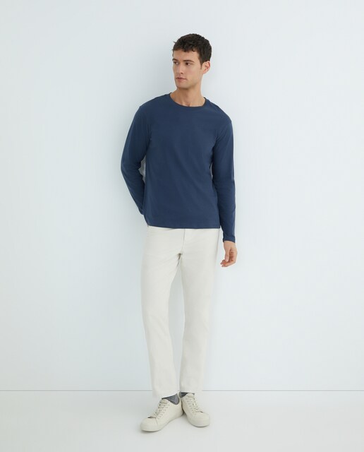 Imagen 0 de Camiseta de hombre manga larga cuello redondo lisa