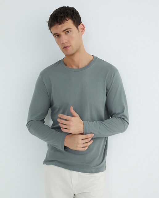 Imagen 0 de Camiseta de hombre manga larga cuello redondo lisa