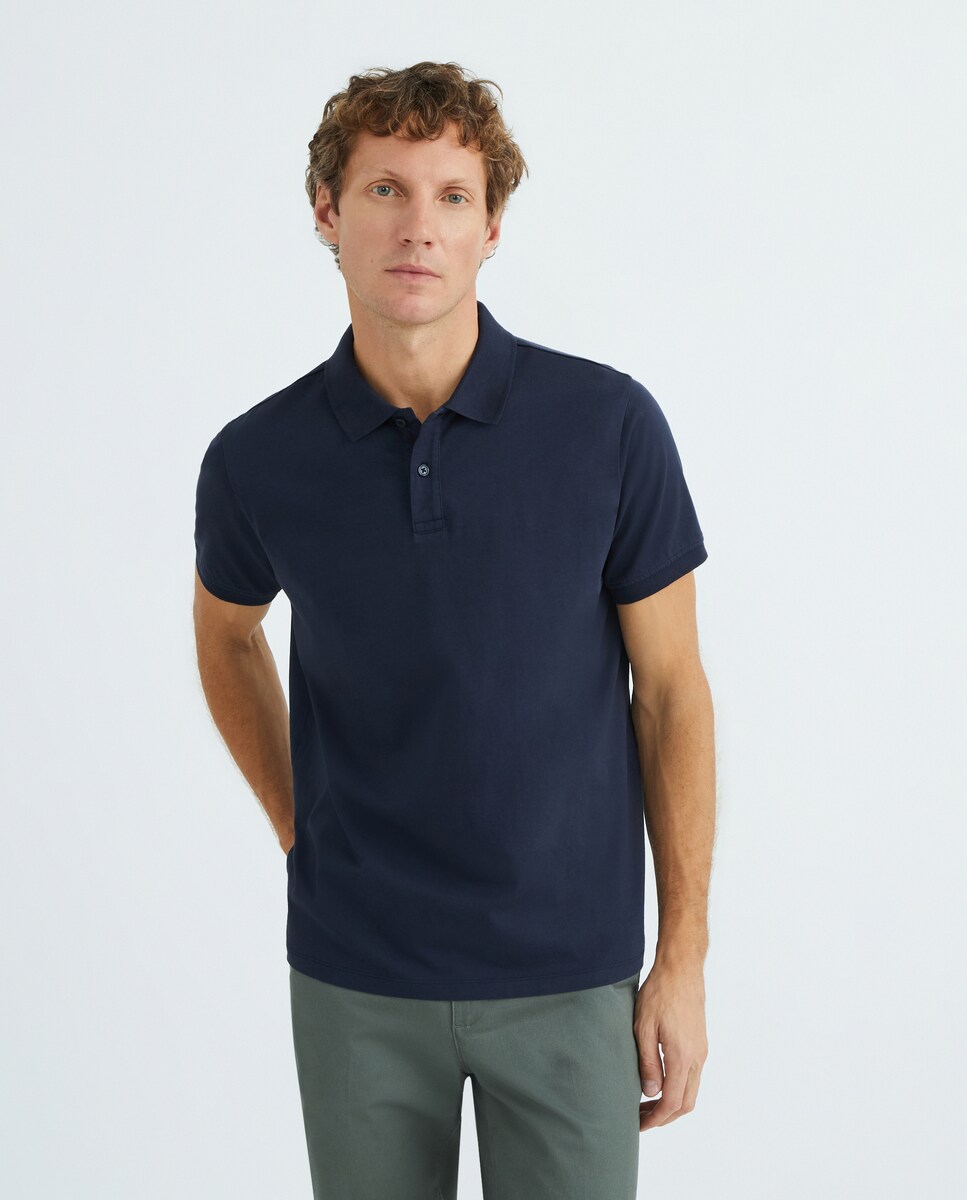 Polo de hombre manga corta liso single jersey XXL/2XL Azul marino - Main Image