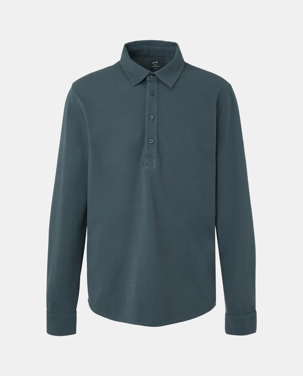 Polo de hombre manga larga liso pique polera puños camiseros