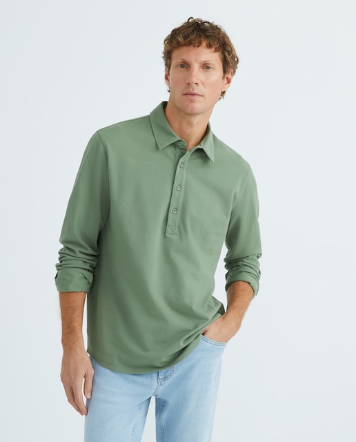 Imagen 0 de Polo de hombre manga larga liso pique polera puños camiseros