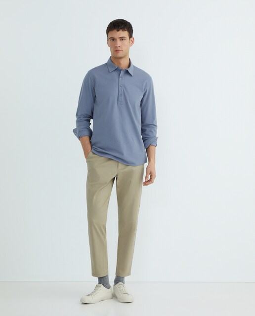 Imagen 0 de Polo de hombre manga larga liso pique polera puños camiseros