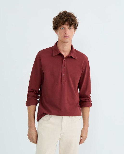Imagen 0 de Polo de hombre manga larga liso pique polera puños camiseros