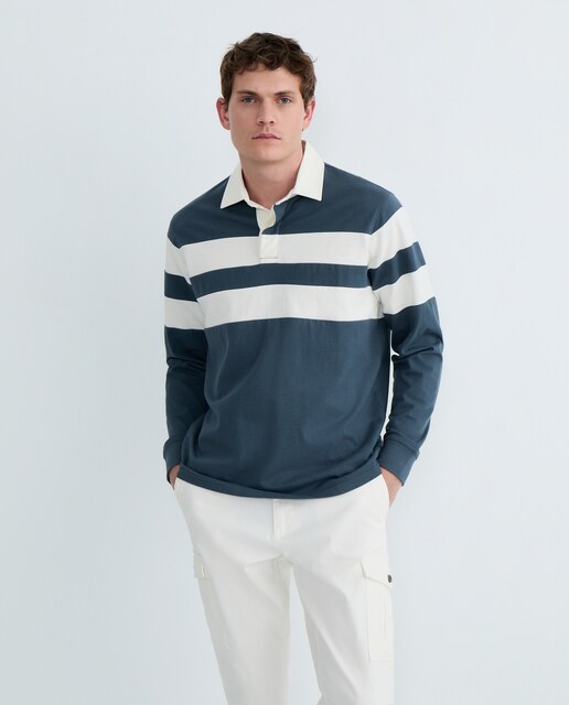 Imagen 0 de Polo de hombre manga larga rugby rayas pecho cuello woven