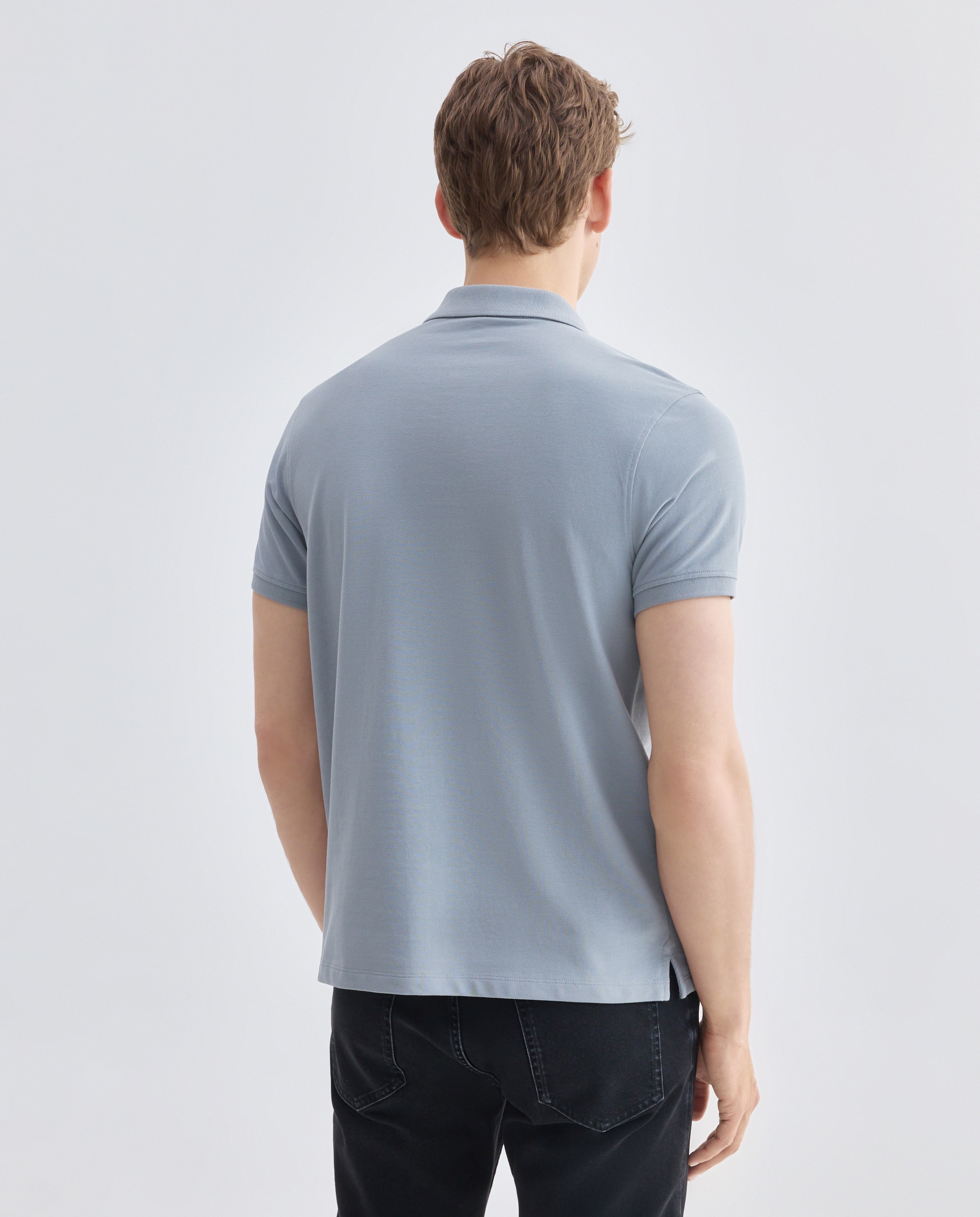 Polo de hombre manga corta pique liso 410 Azul claro-3