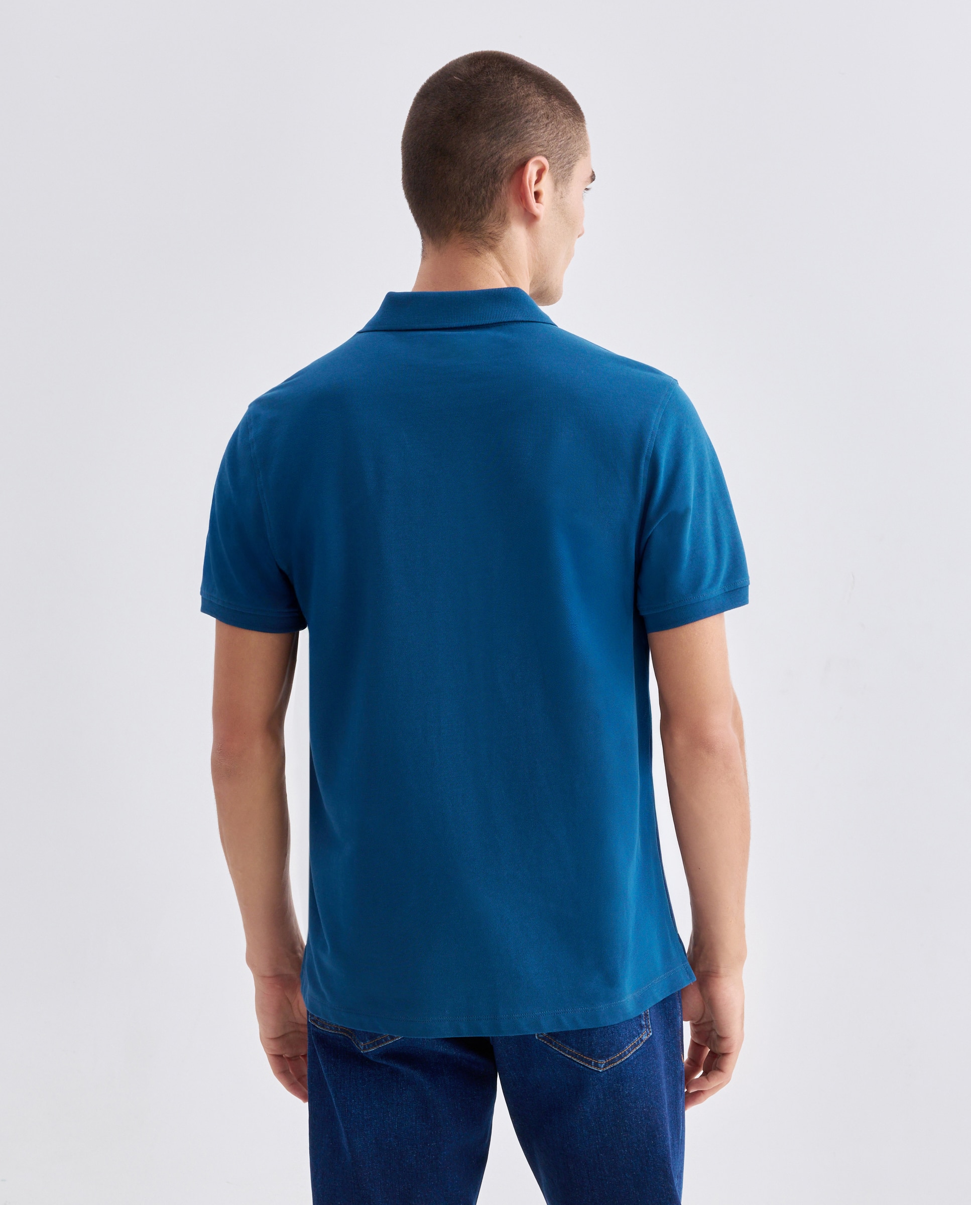 Polo de hombre manga corta pique liso 430 Azul oscuro-3