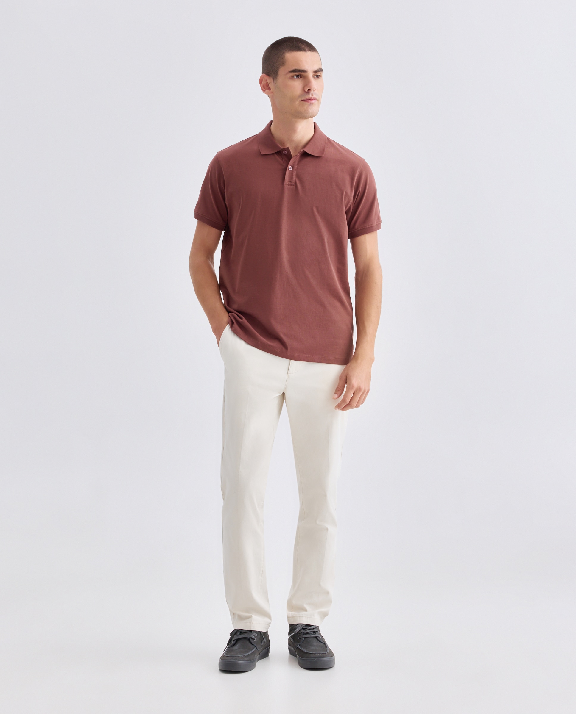 Polo de hombre manga corta liso single jersey 770 Terracota-2