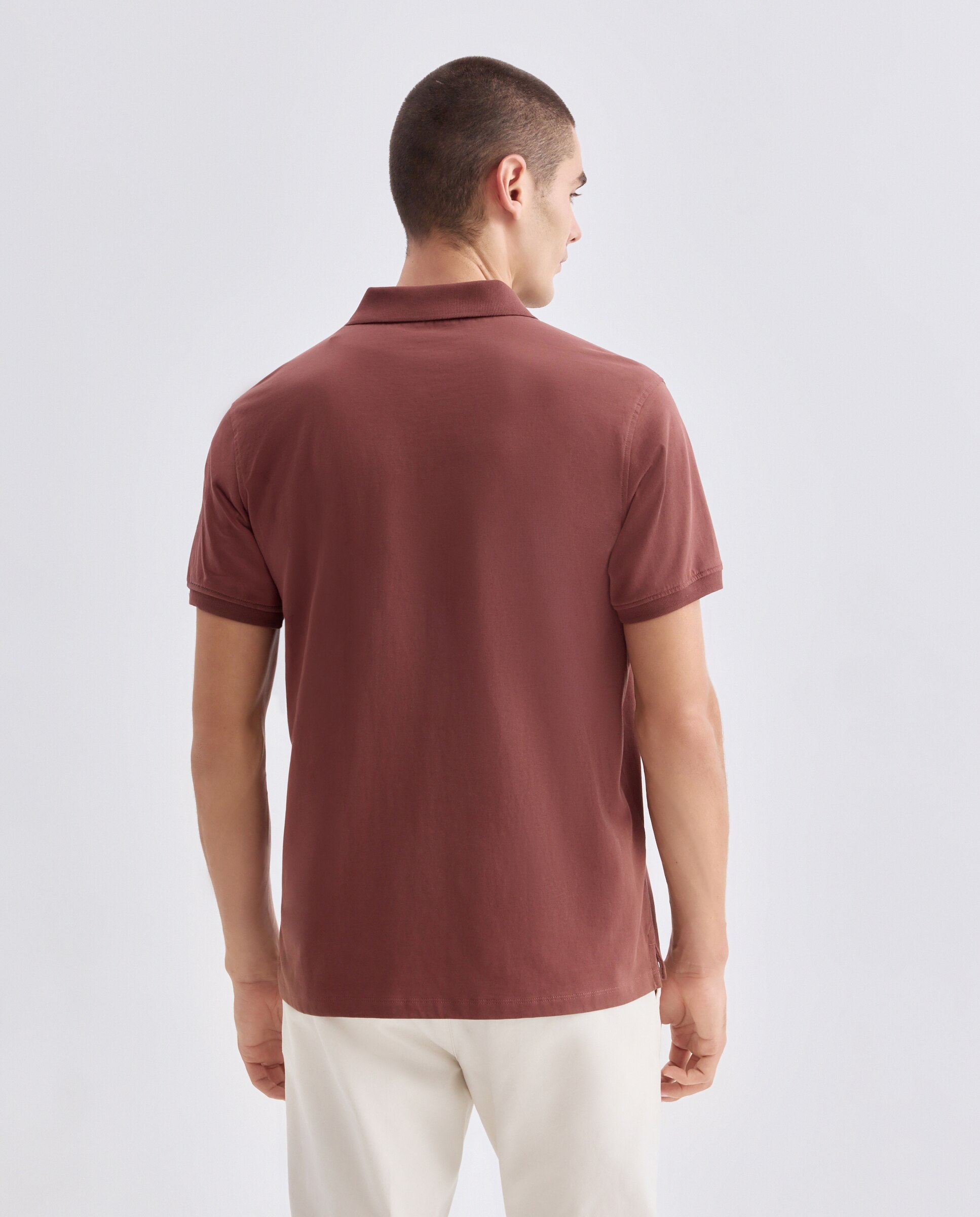 Polo de hombre manga corta liso single jersey 770 Terracota-3
