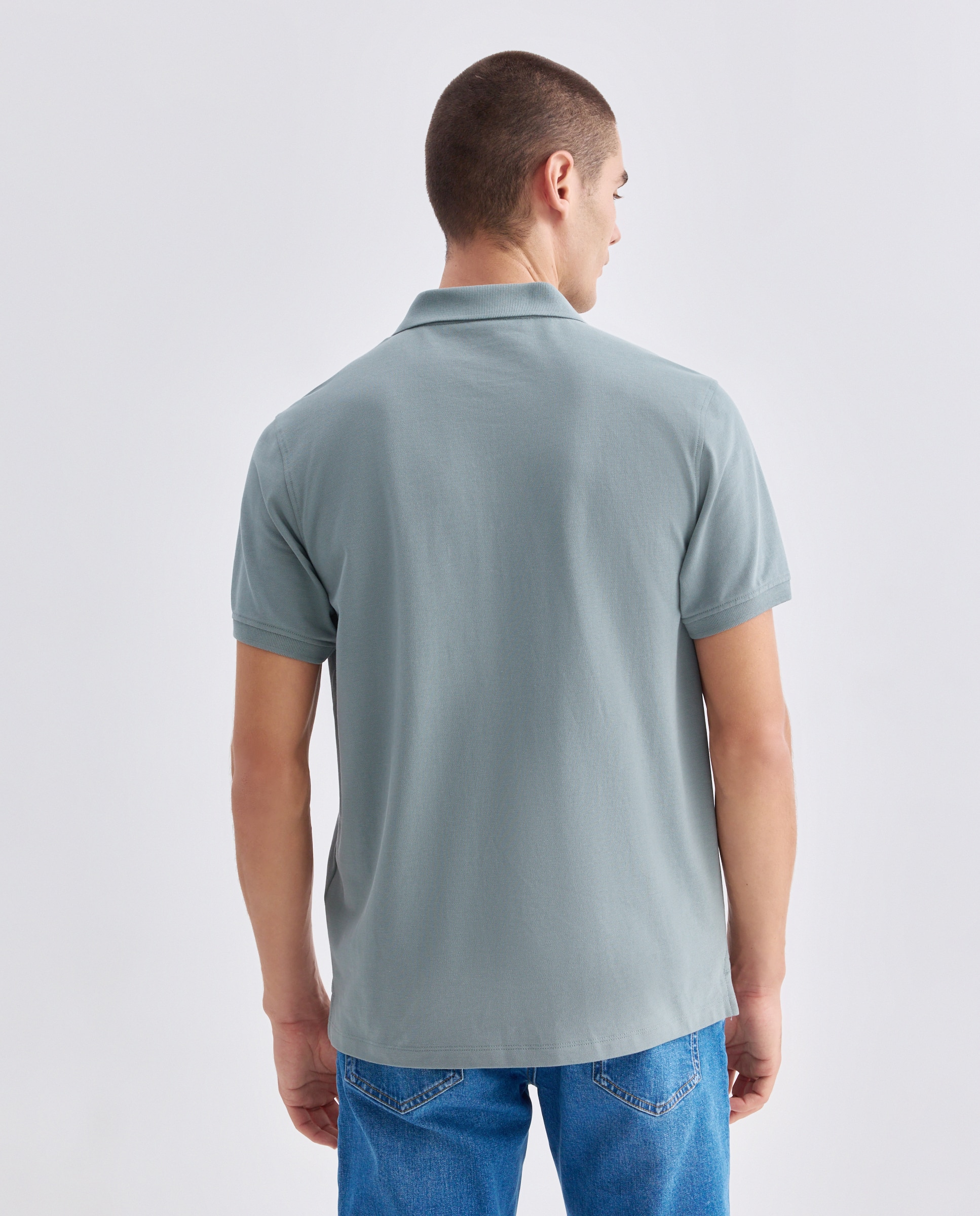Polo de hombre manga corta pique liso 510 Verde claro-3
