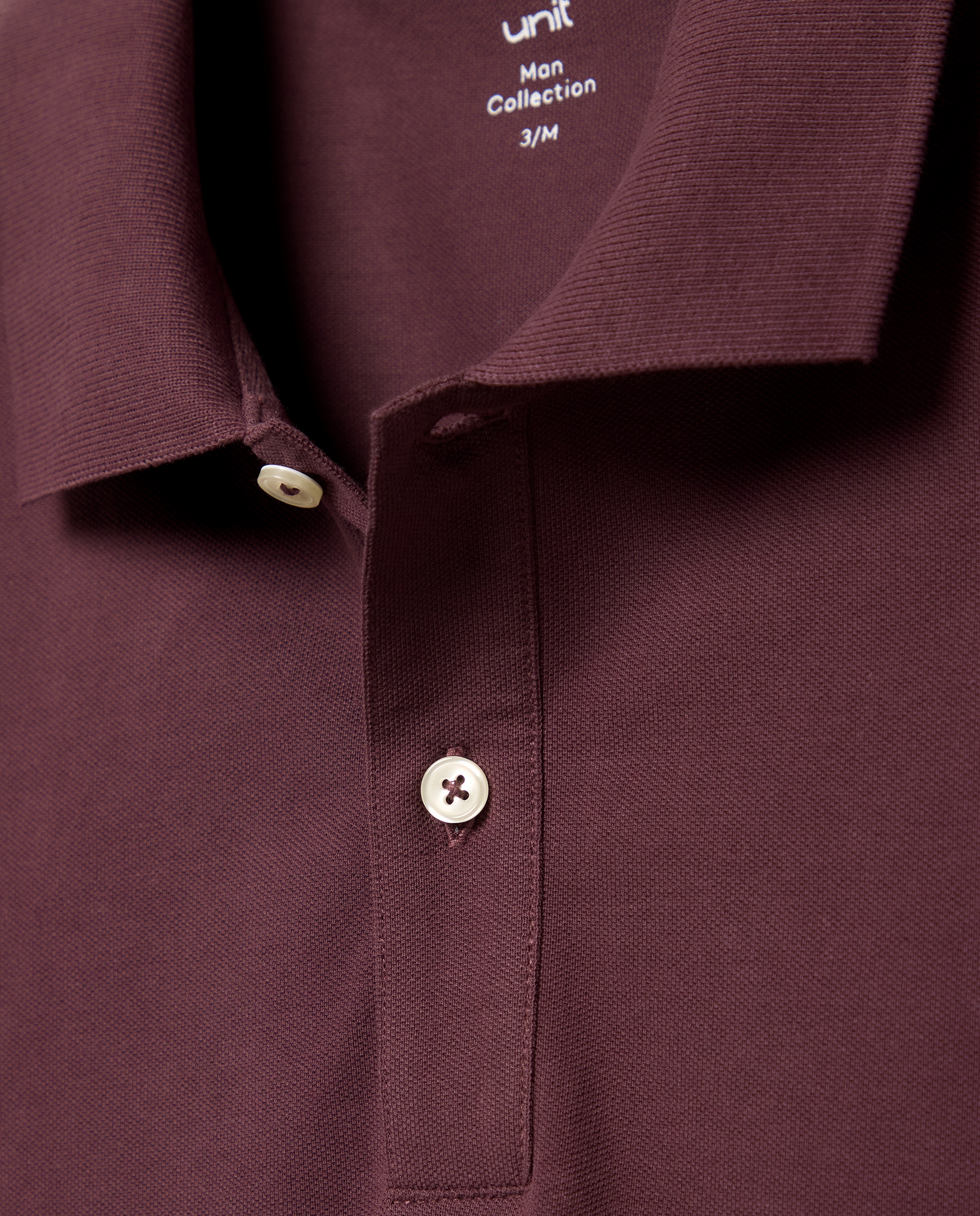 Polo de hombre manga corta pique liso Burdeos-5