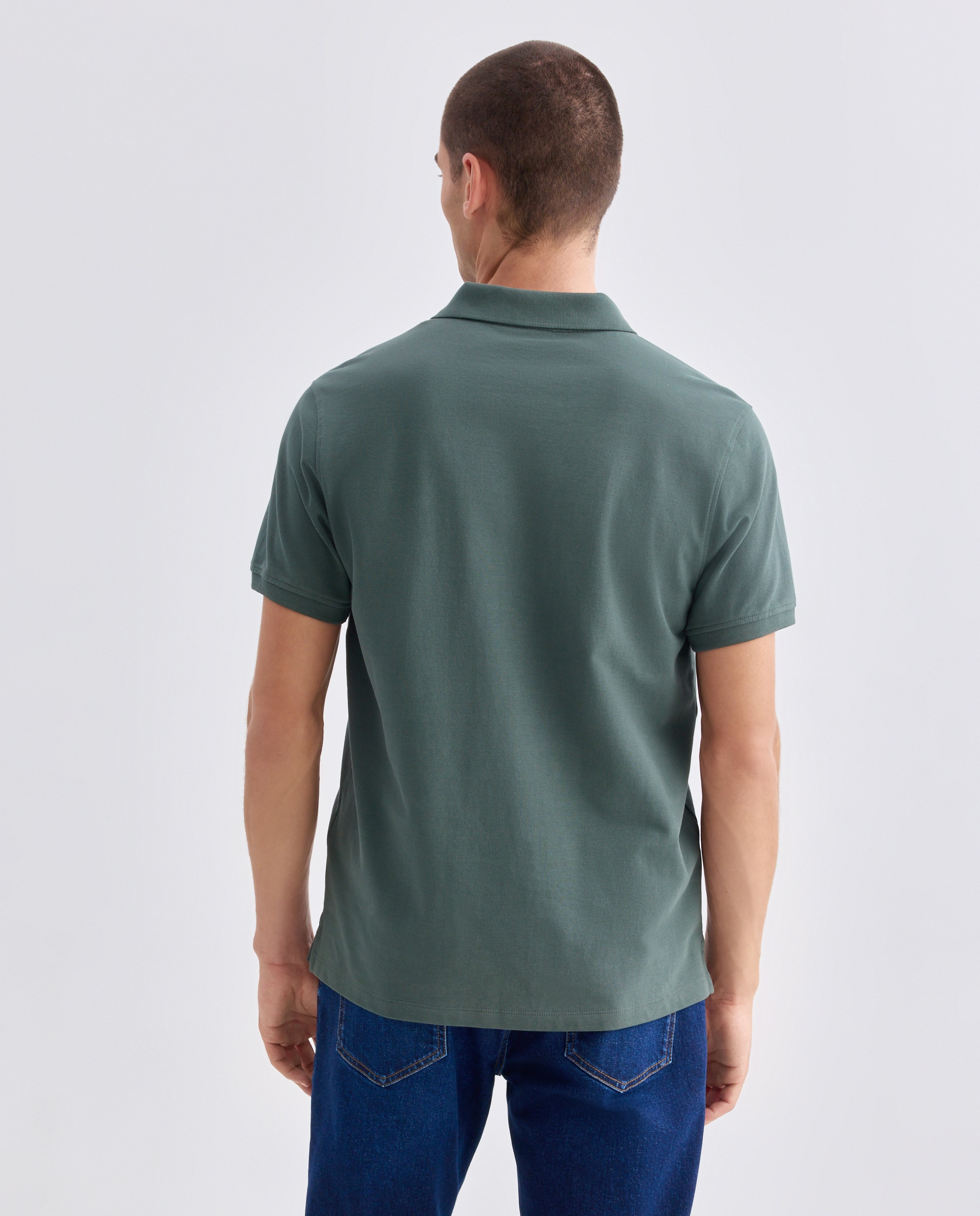 Polo de hombre manga corta pique liso 500 VERDE-3