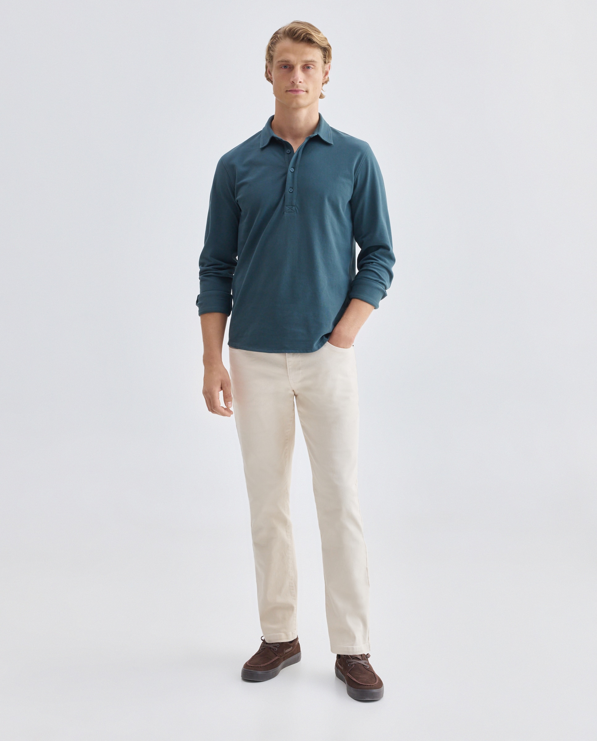 Polo de hombre liso pique polera 410 Azul claro-2