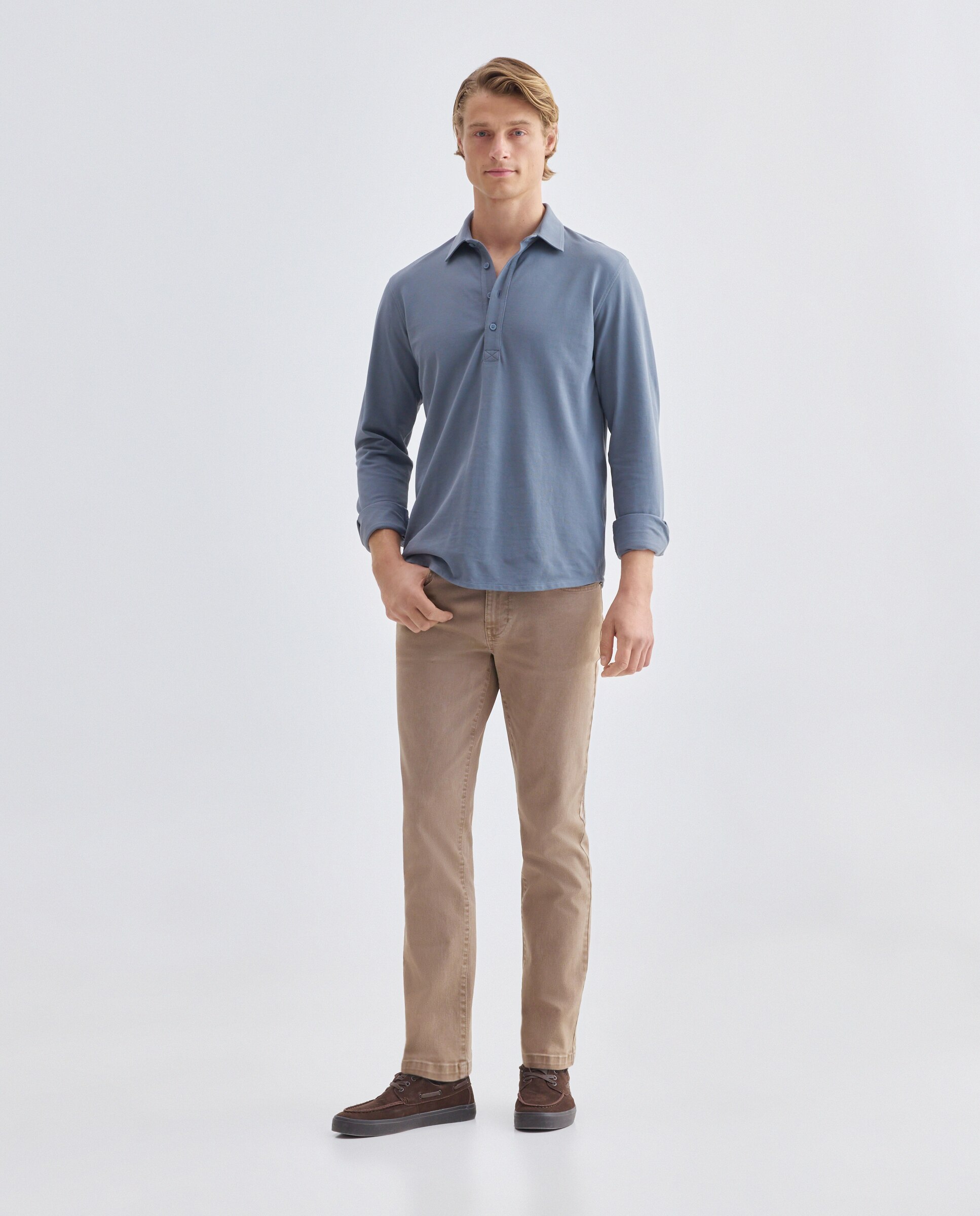 Polo de hombre liso pique polera 400 Azul-2