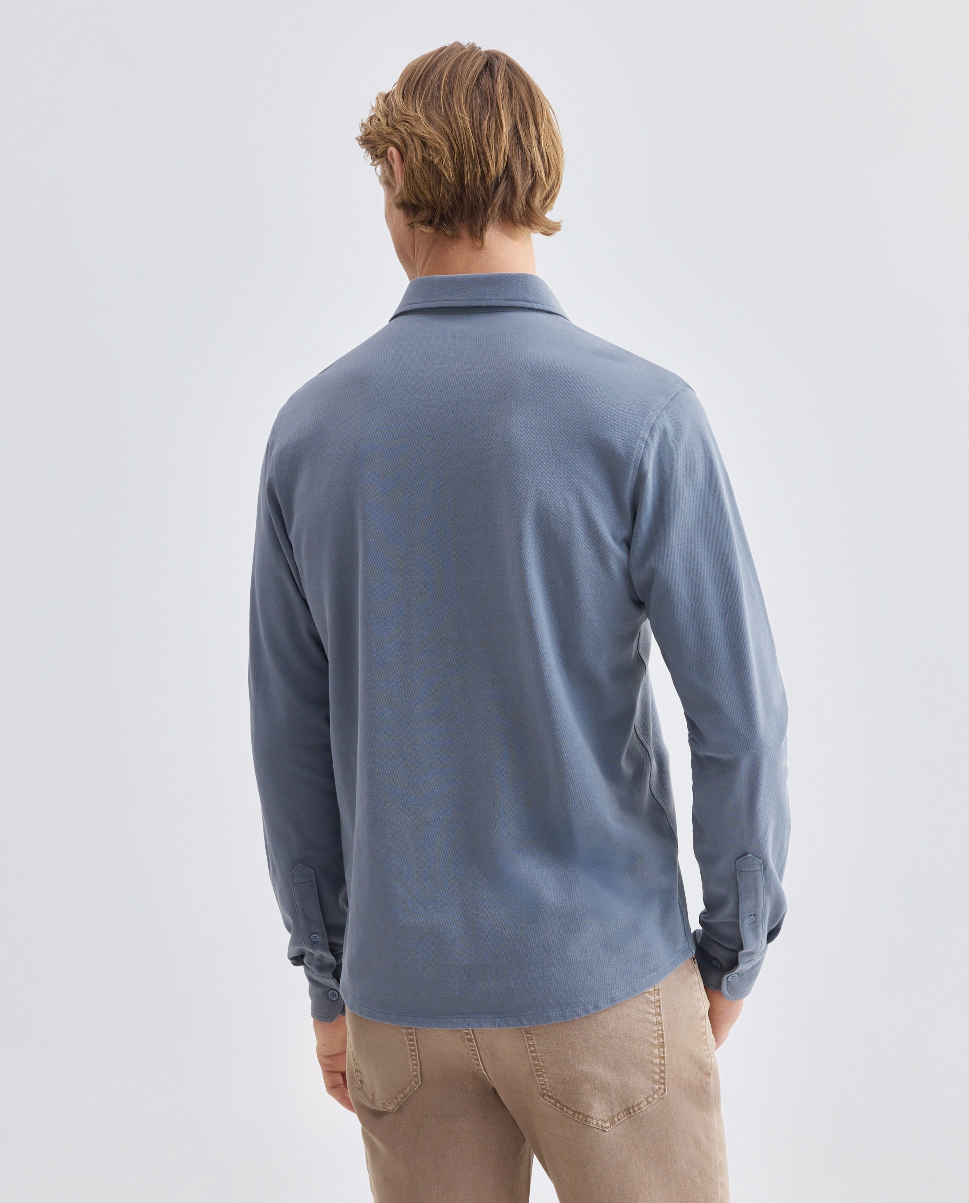 Polo de hombre liso pique polera 400 Azul-3