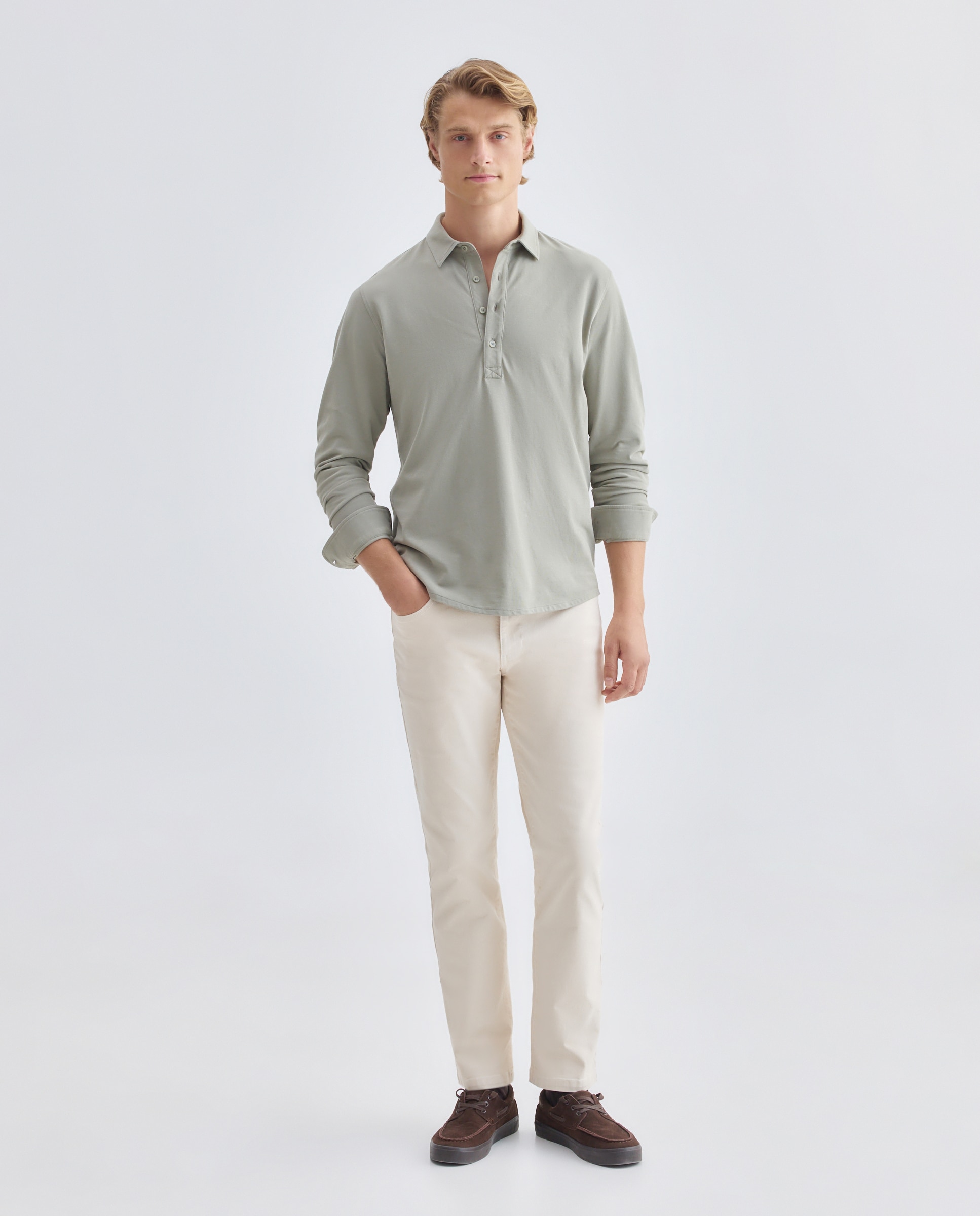 Polo de hombre liso pique polera 510 Verde claro-2