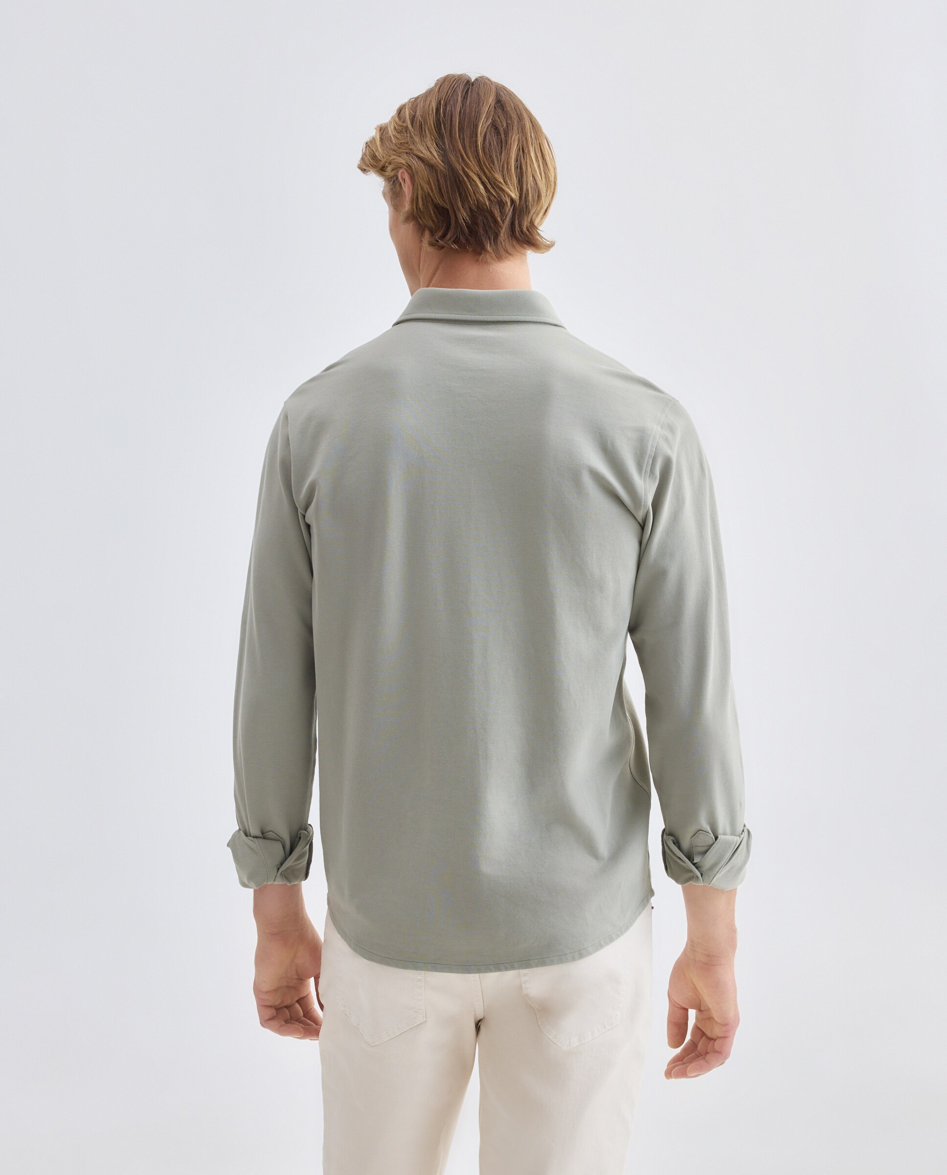 Polo de hombre liso pique polera 510 Verde claro-3