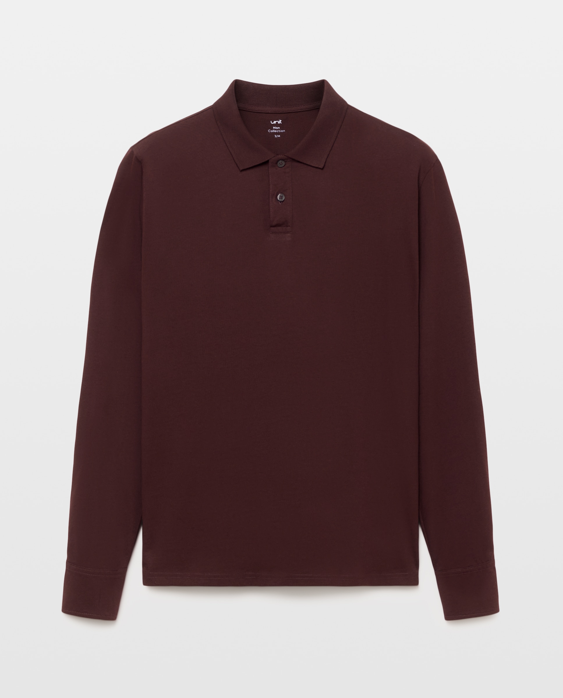 Polo de hombre liso lavado puños camiseros Burdeos-4