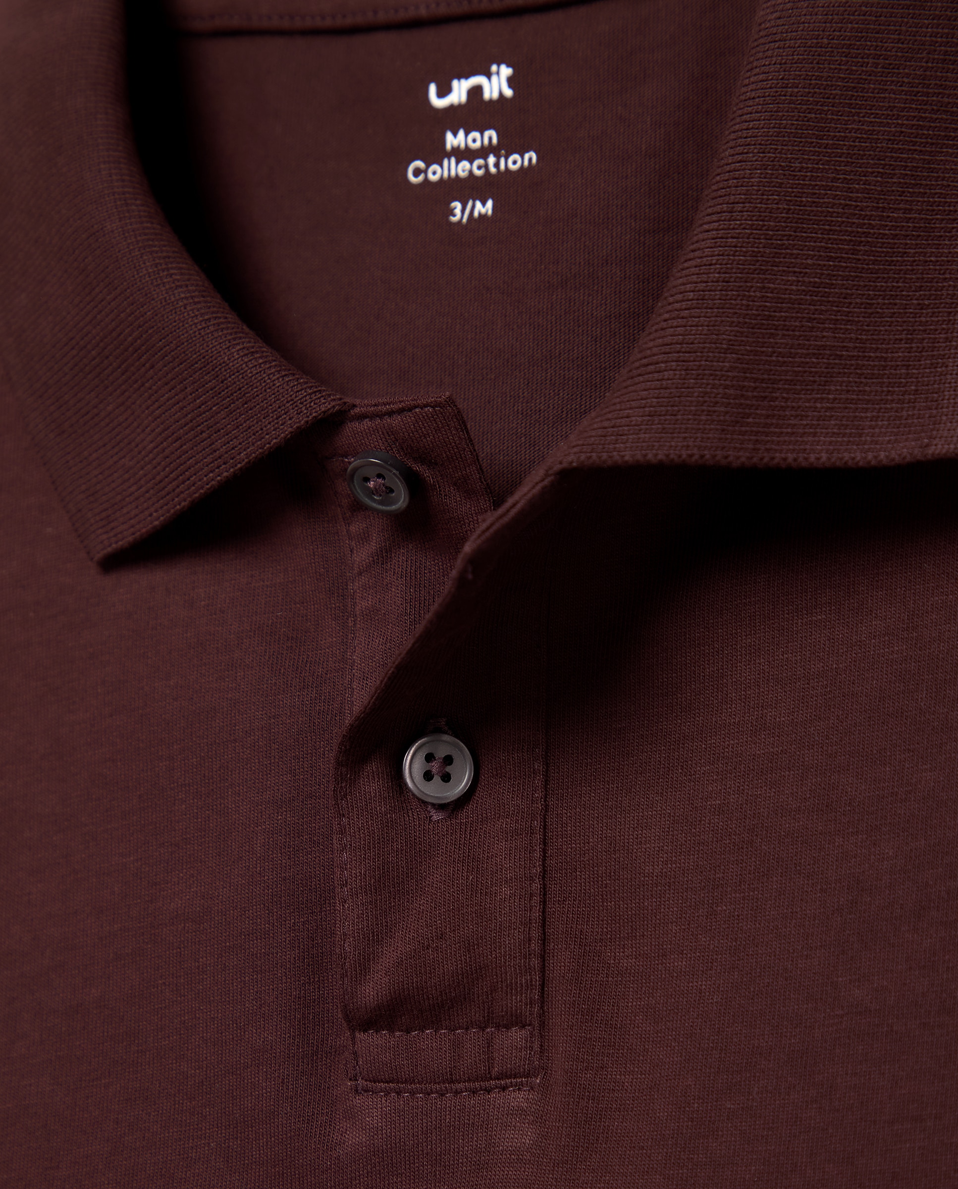 Polo de hombre liso lavado puños camiseros Burdeos-5