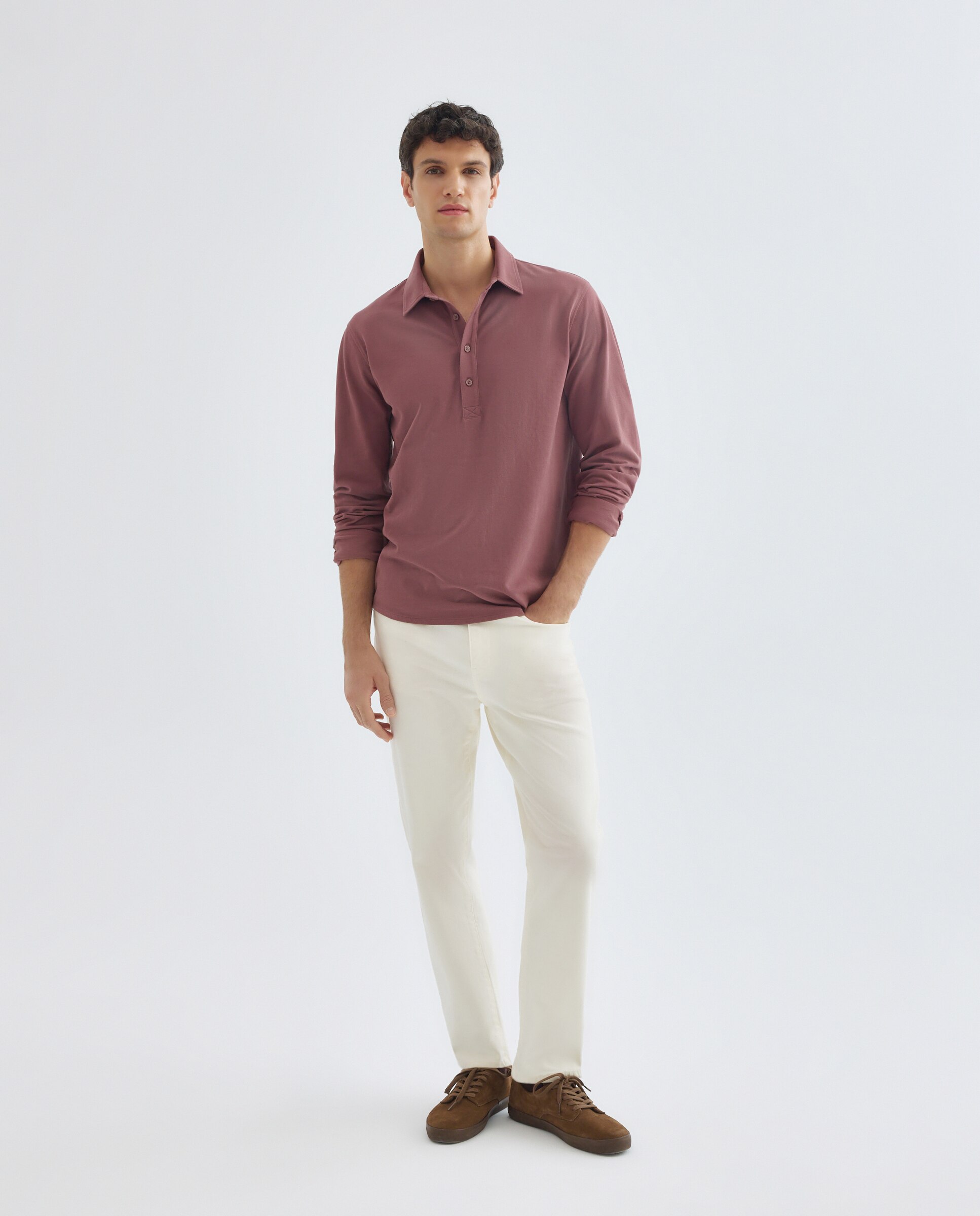 Polo de hombre liso pique polera 200 Rosa-2