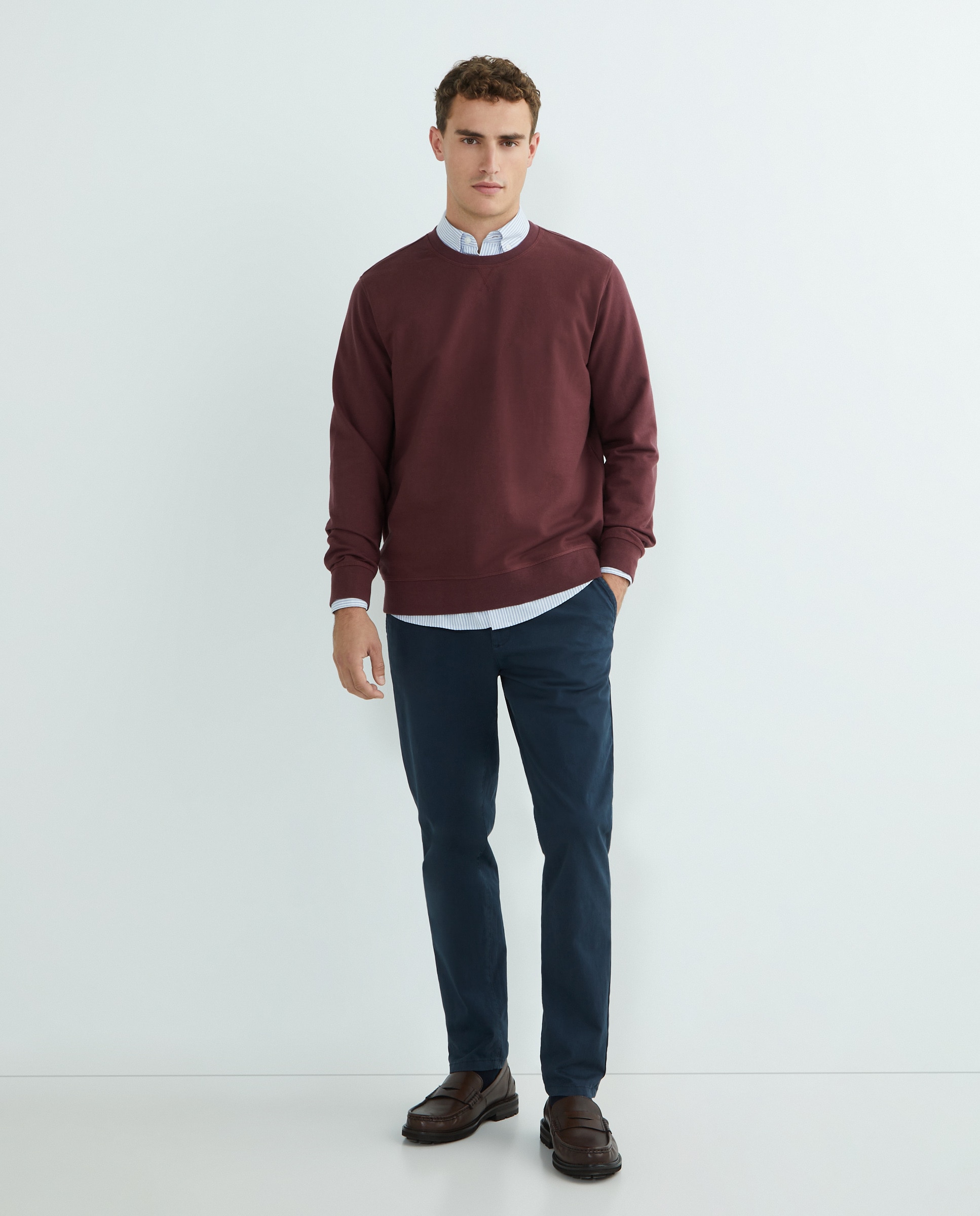 Sudadera de hombre cuello caja lisa Burdeos-2