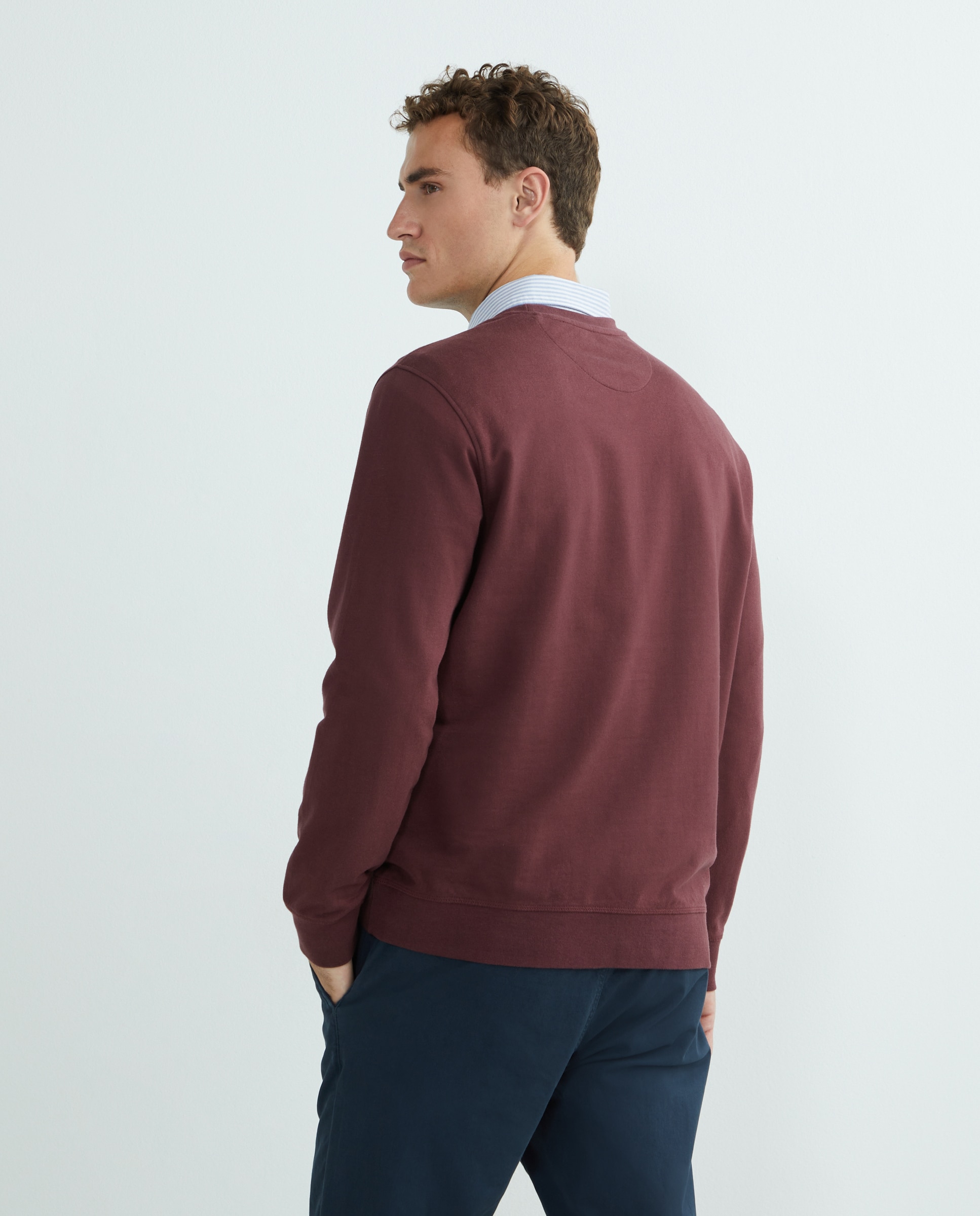 Sudadera de hombre cuello caja lisa Burdeos-3