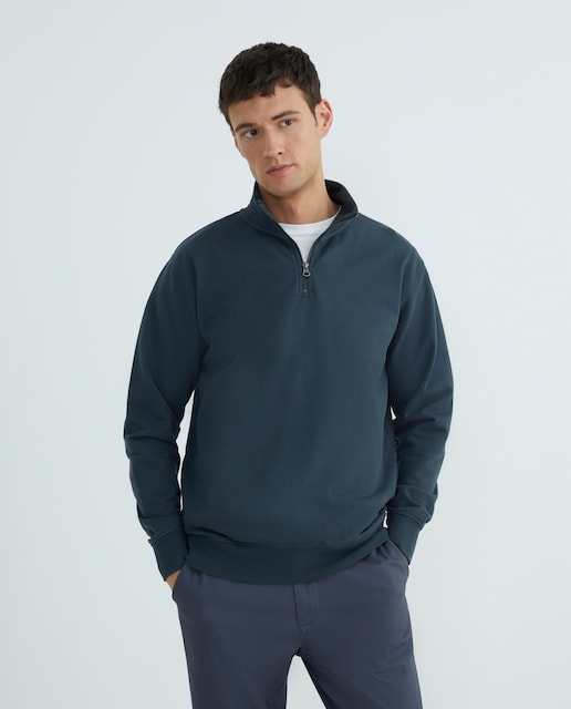 Imagen 0 de Sudadera de hombre lisa cuello perkins media cremallera