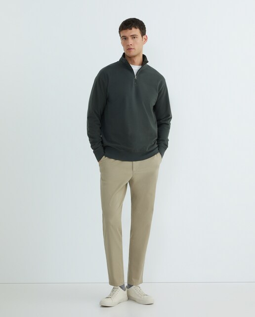 Imagen 0 de Sudadera de hombre lisa cuello perkins media cremallera