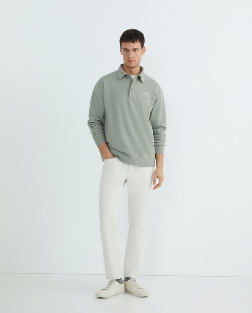 Imagen 0 de Sudadera de hombre rugby cuello polo lisa