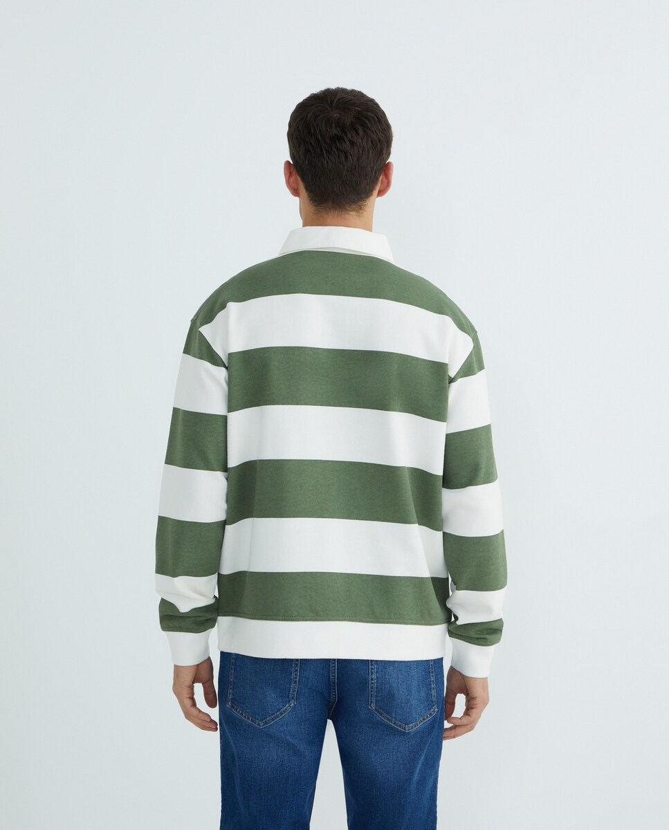 Sudadera de hombre rugby cuello polo rayas XXL/2XL 560 Oliva