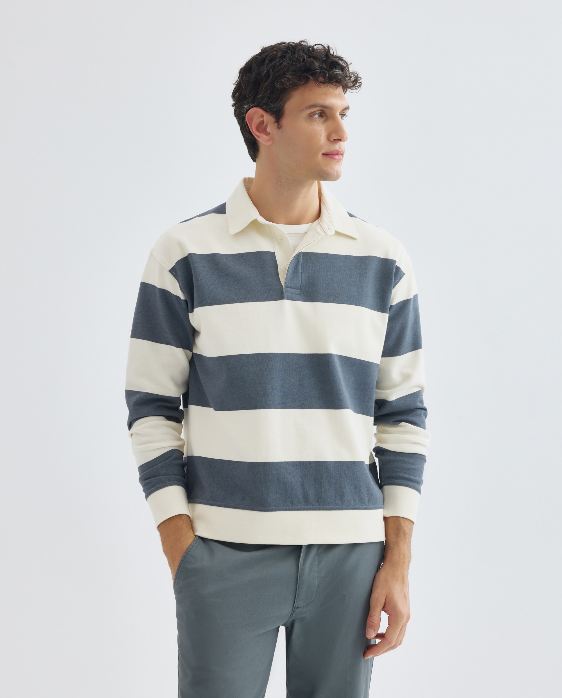 Imagen 0 de Sudadera de hombre rugby cuello polo rayas