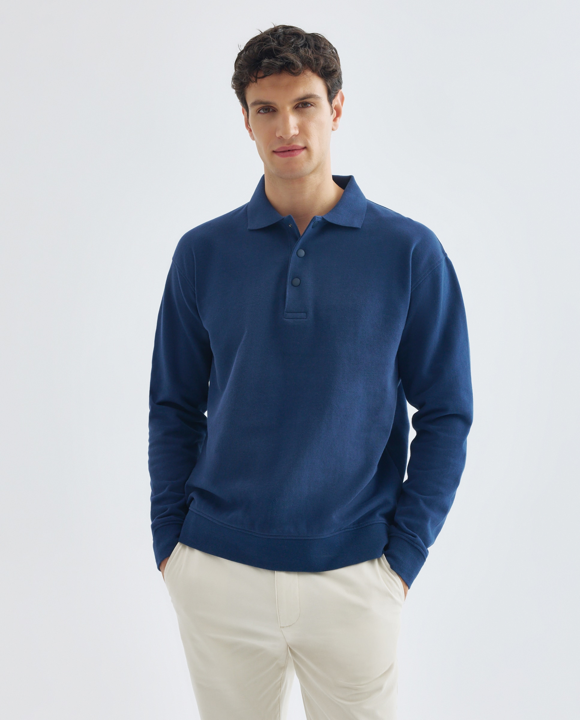 Imagen 0 de Sudadera de hombre rugby cuello polo lisa