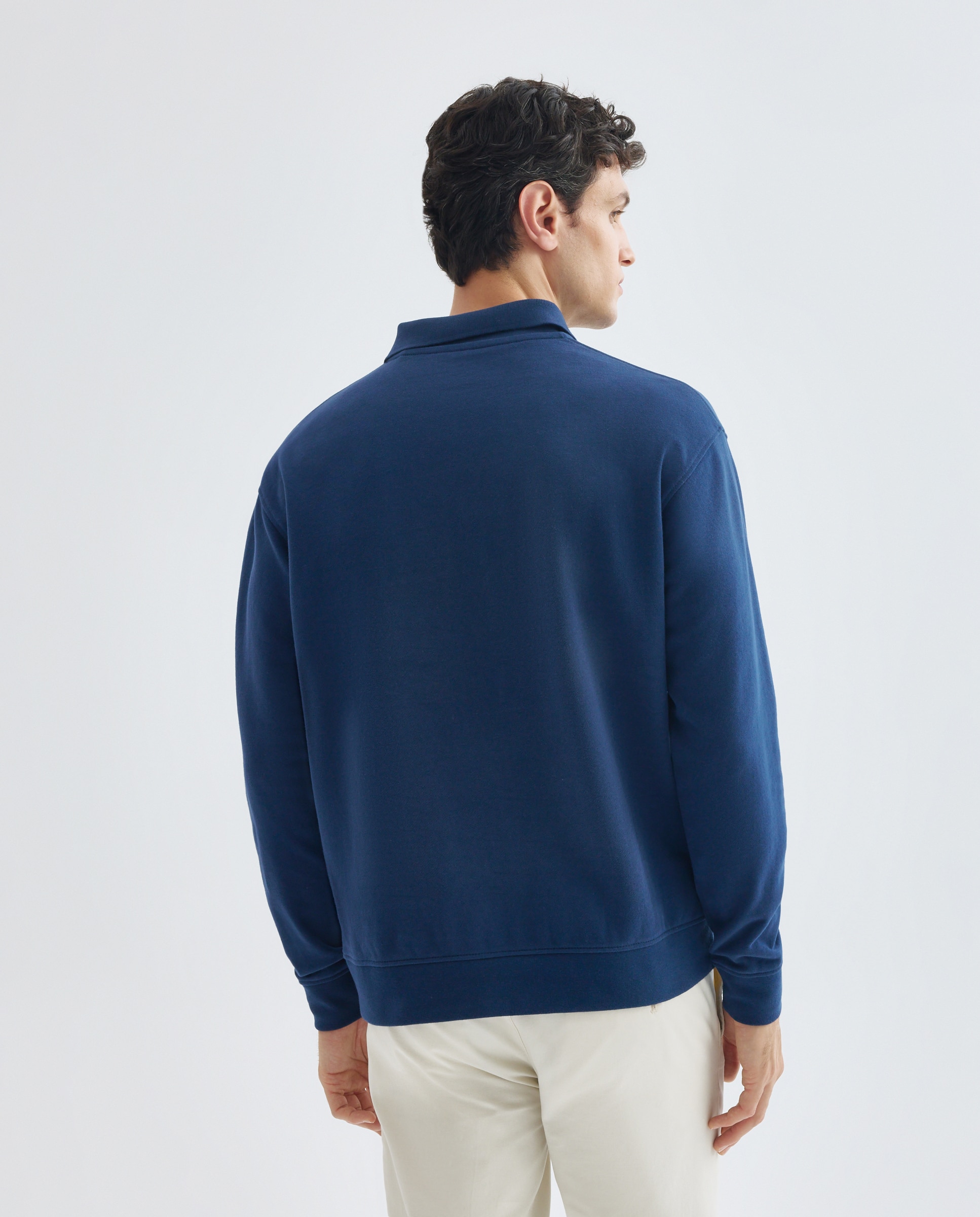 Sudadera de hombre rugby cuello polo lisa 430 Azul oscuro-3