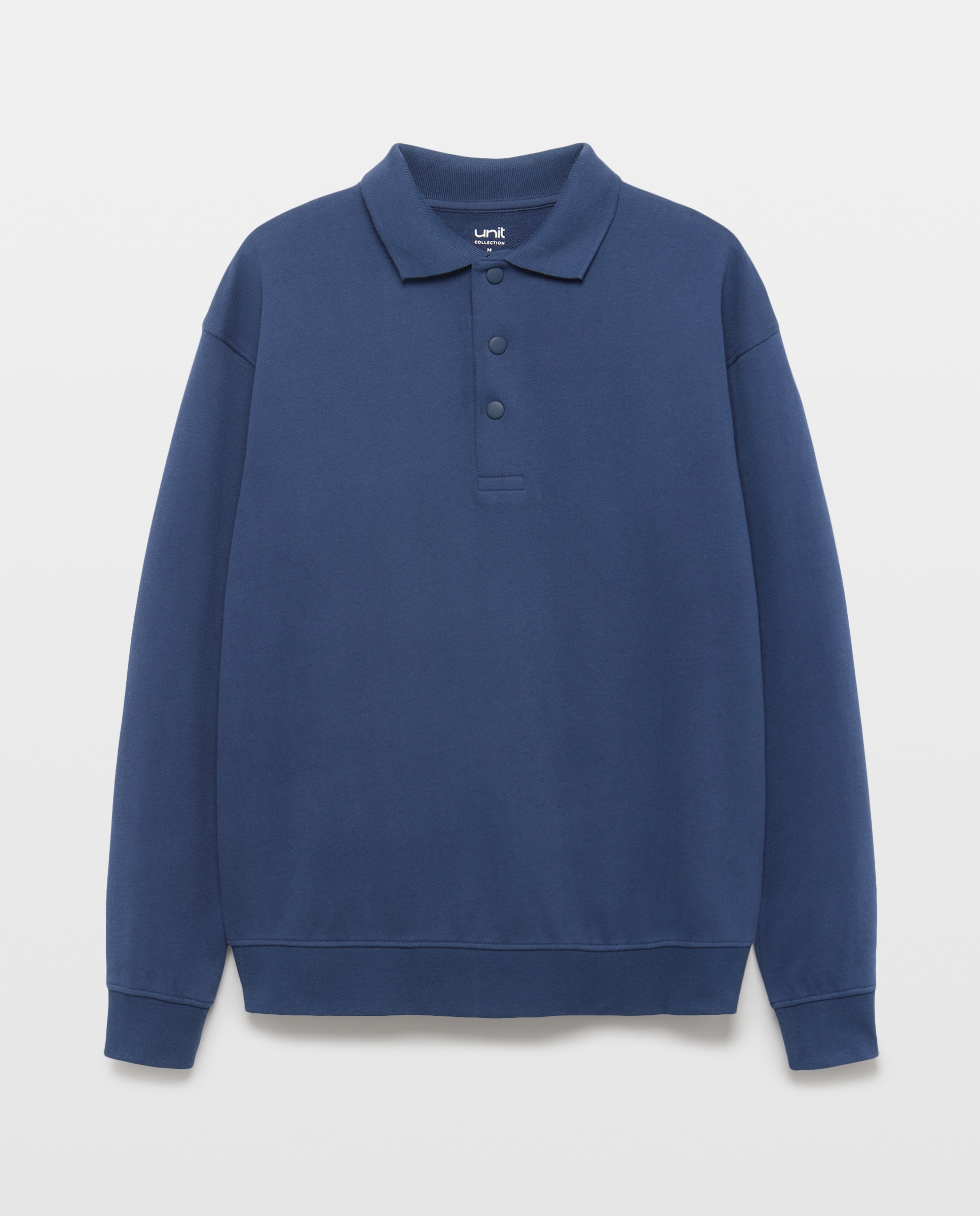 Sudadera de hombre rugby cuello polo lisa 430 Azul oscuro-4