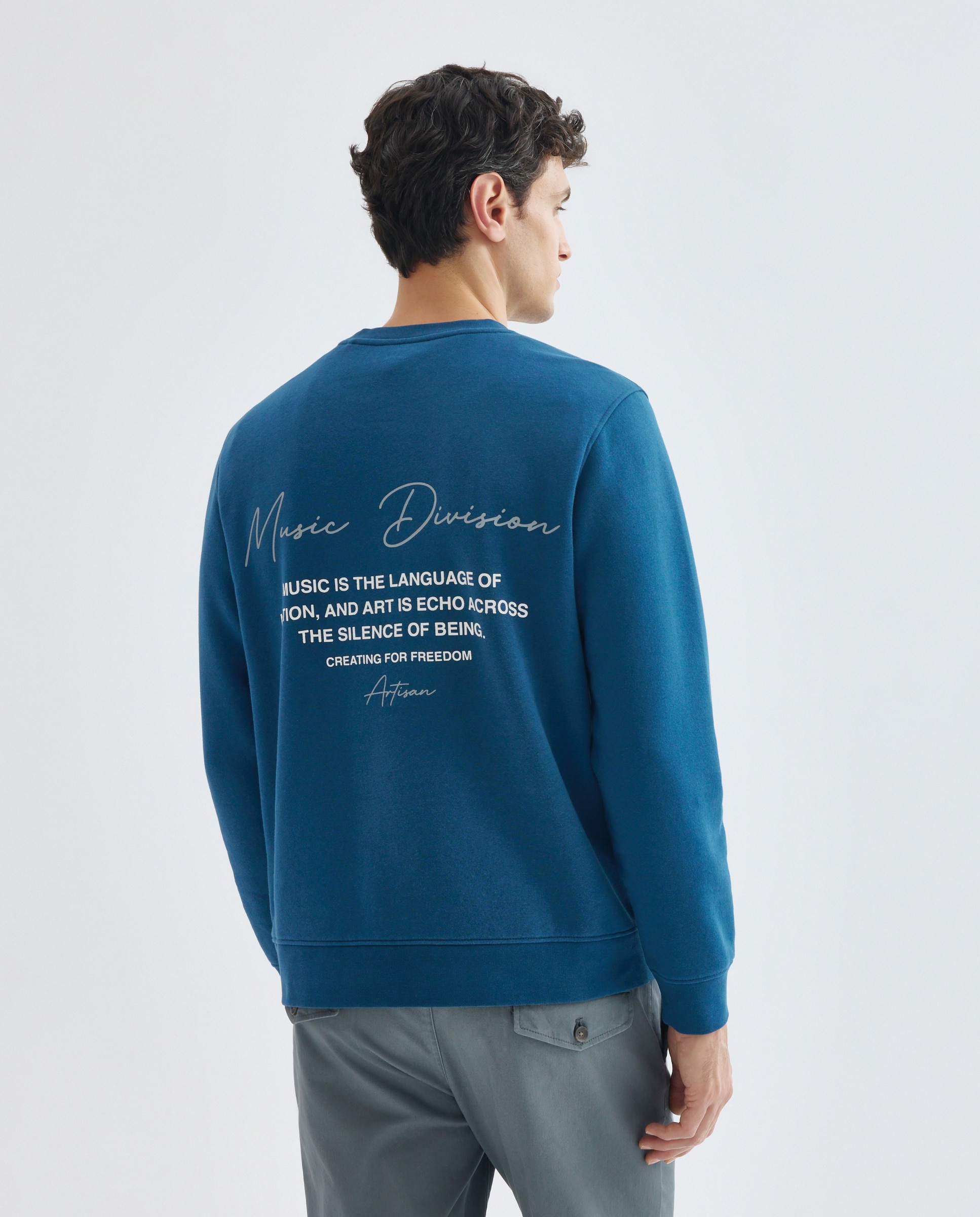 Sudadera de hombre cuello caja MUSIC DIVISION 430 Azul oscuro-3