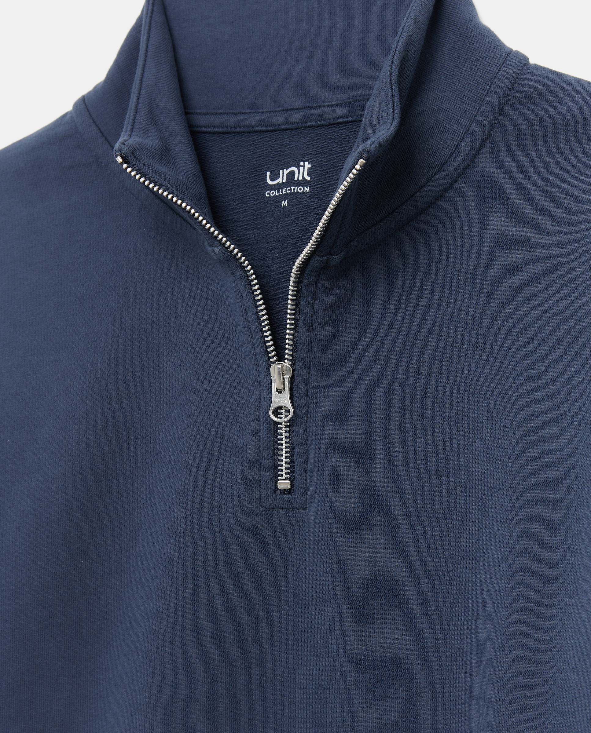 Sudadera de hombre lisa cuello perkins media cremallera 430 Azul oscuro-5
