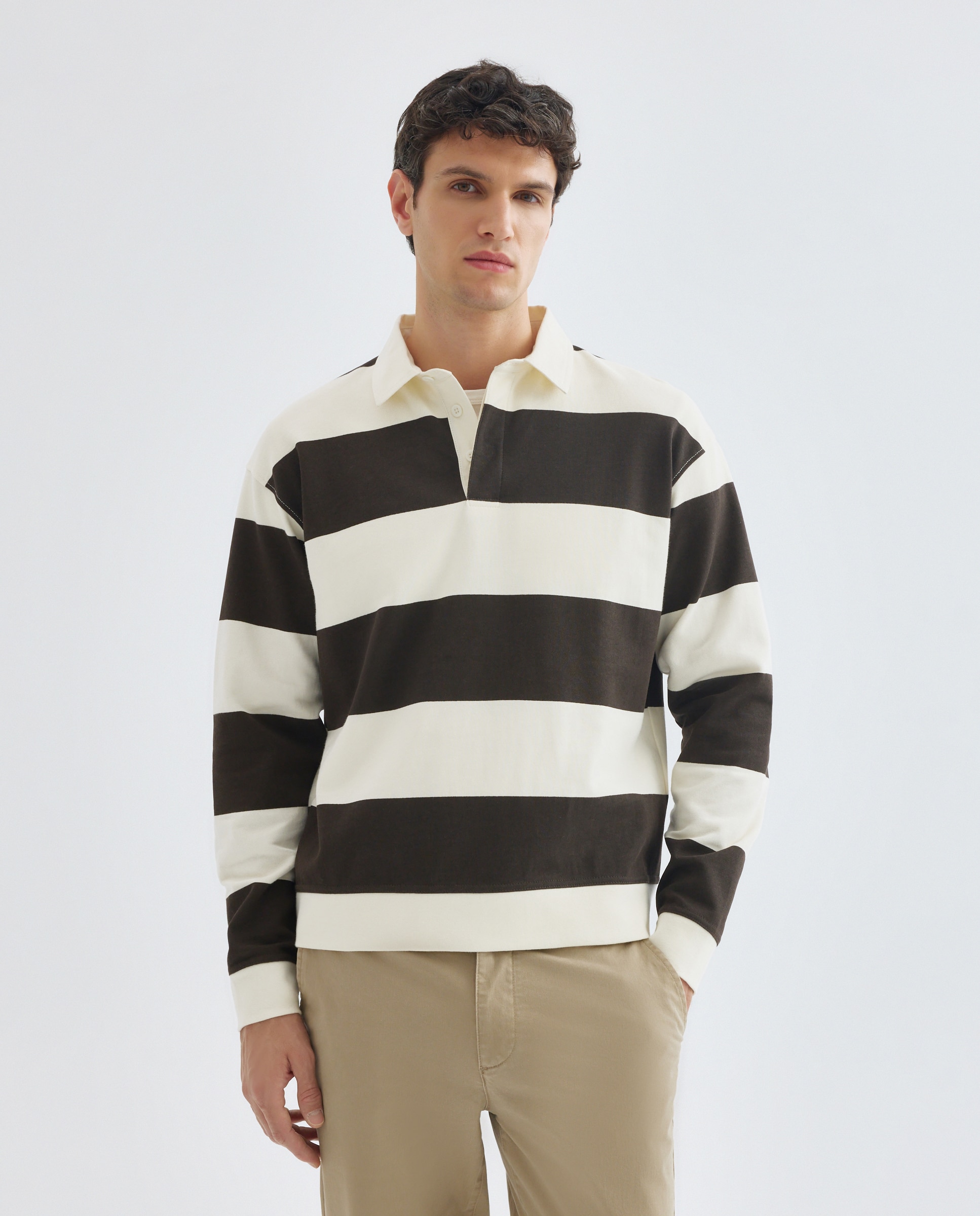 Imagen 0 de Sudadera de hombre rugby cuello polo rayas