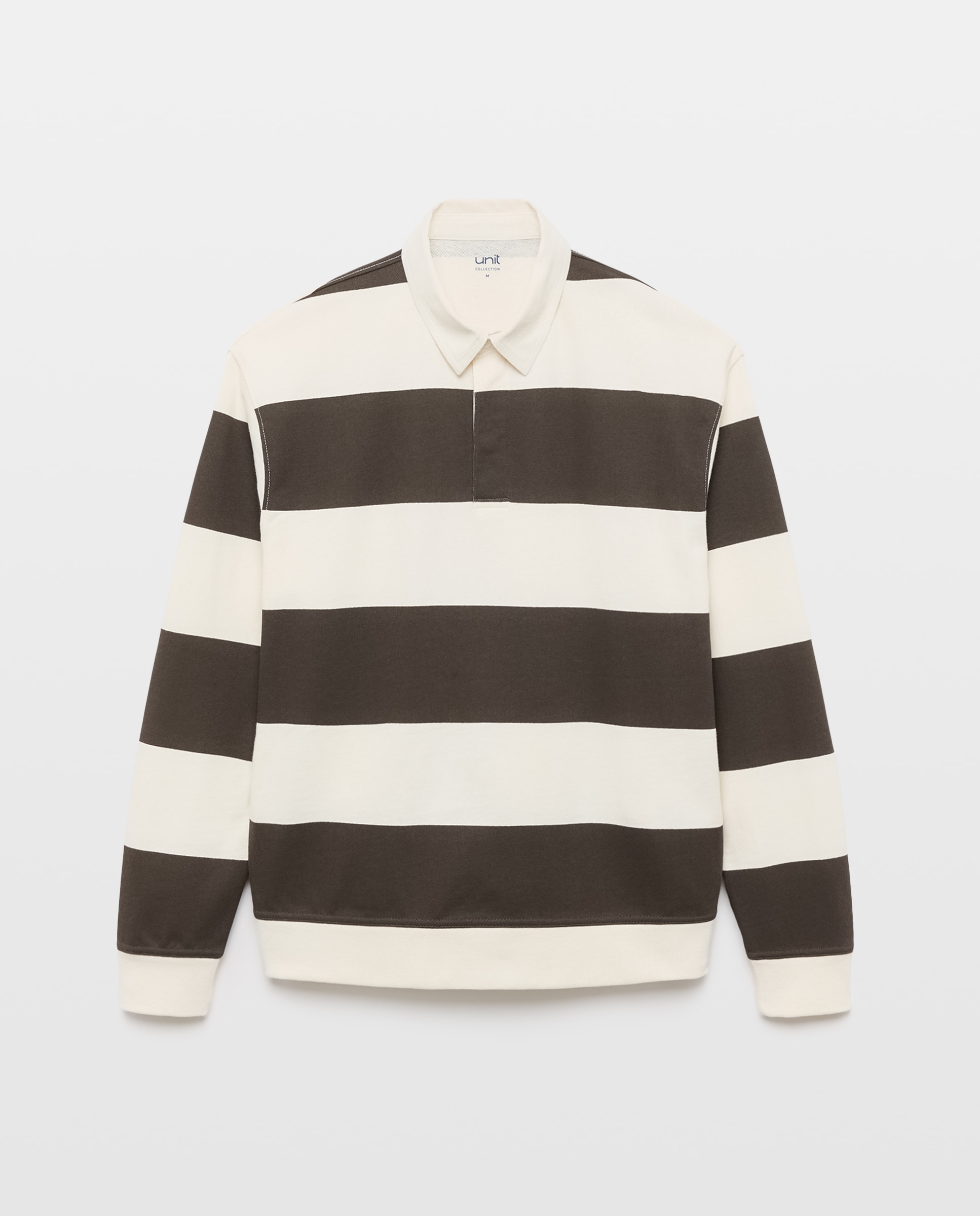 Sudadera de hombre rugby cuello polo rayas Marrón-4