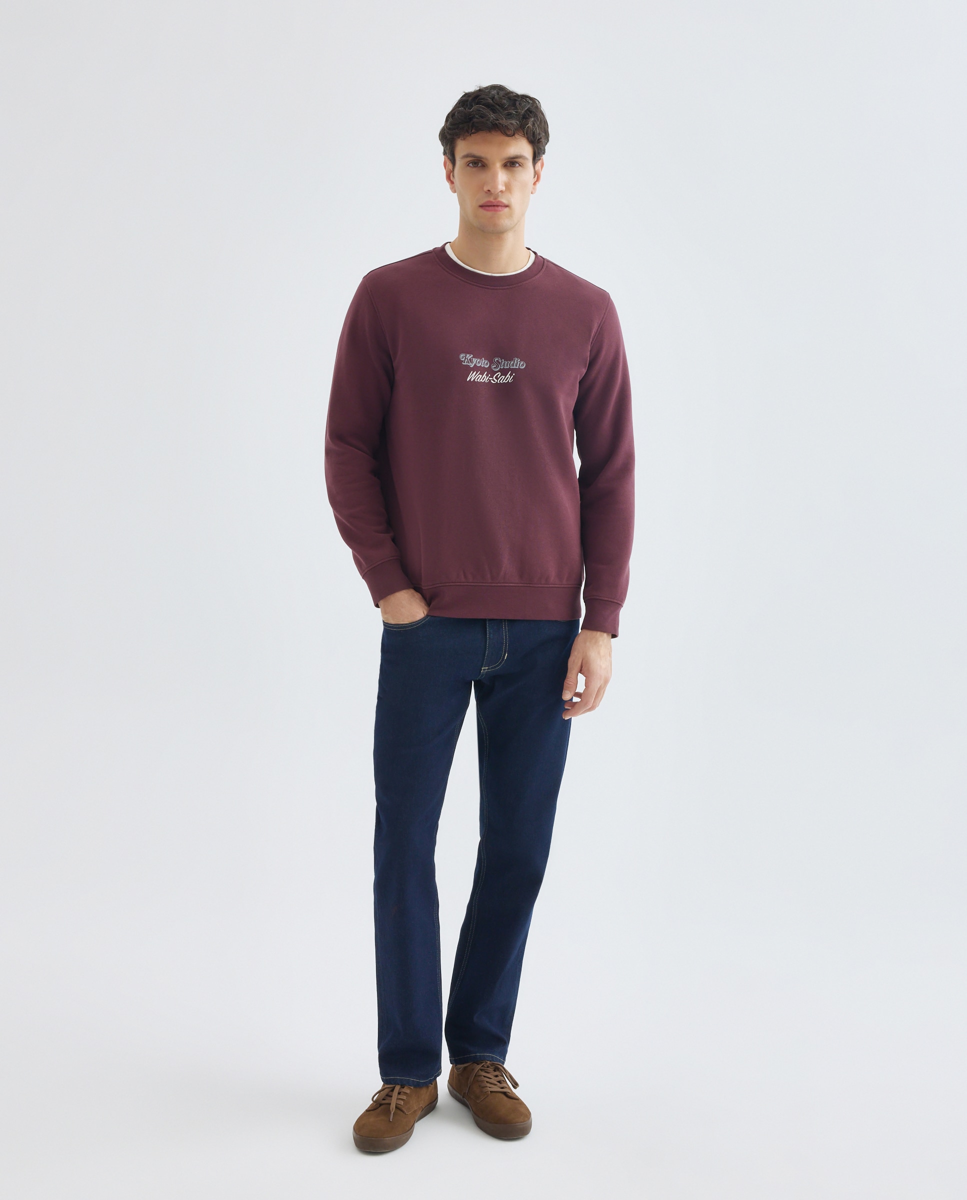 Sudadera de hombre cuello caja KYOTO STUDIO 290 Burdeos-2