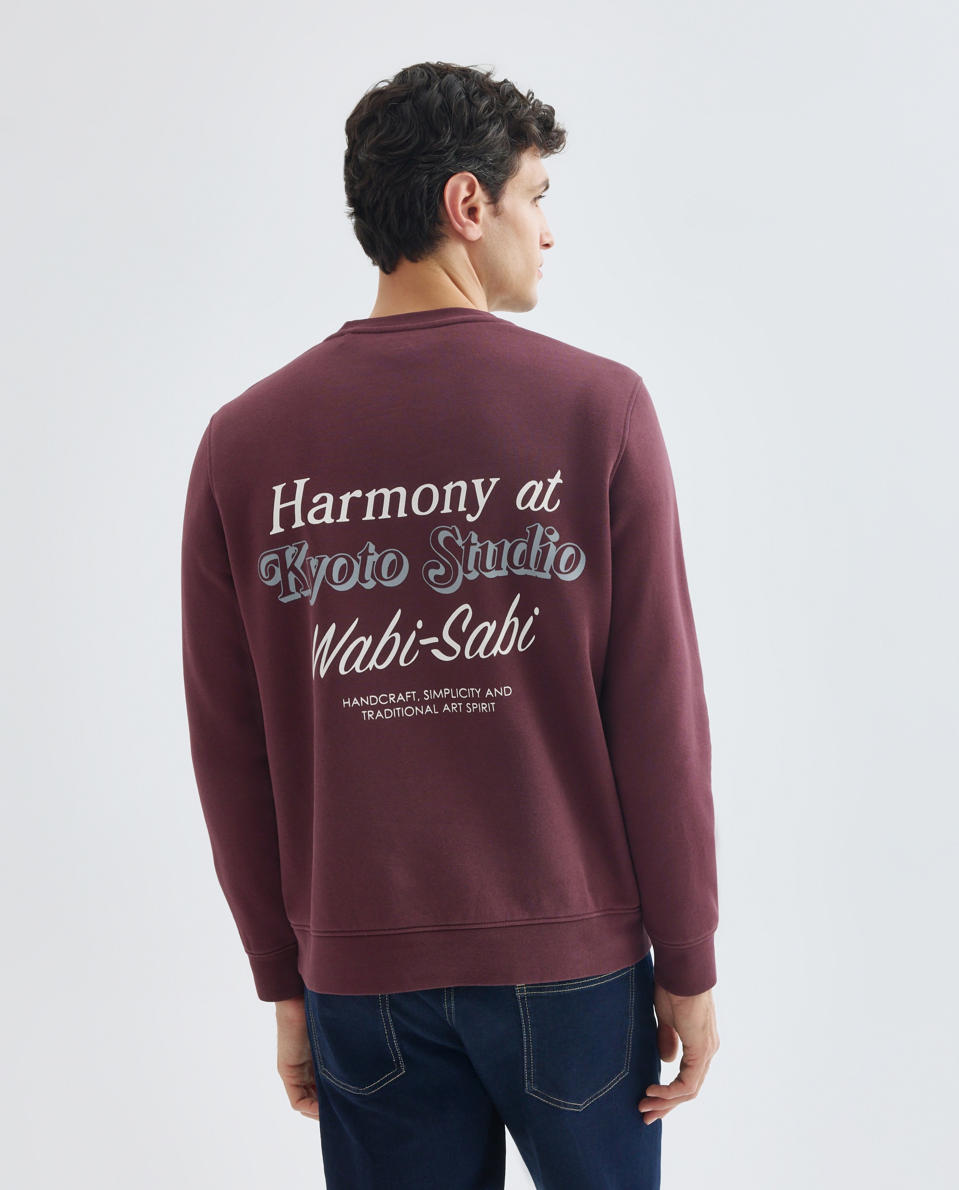 Sudadera de hombre cuello caja KYOTO STUDIO 290 Burdeos-3