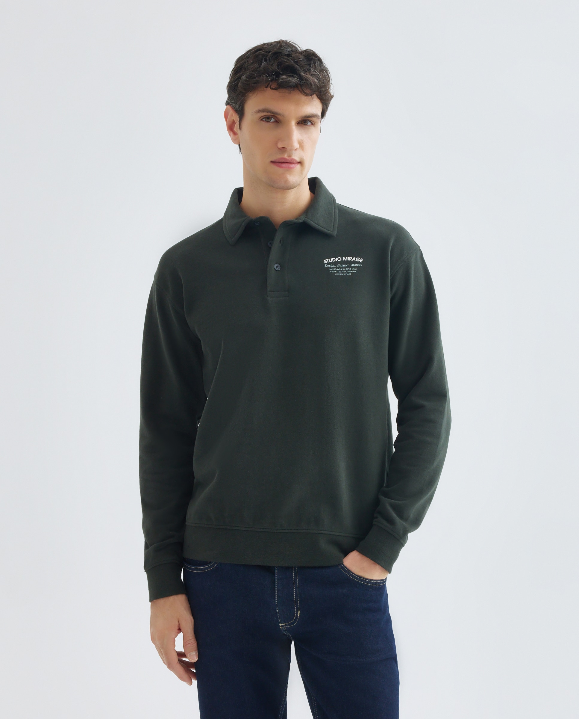 Imagen 0 de Sudadera de hombre rugby cuello polo lisa STUDIO MIRAGE