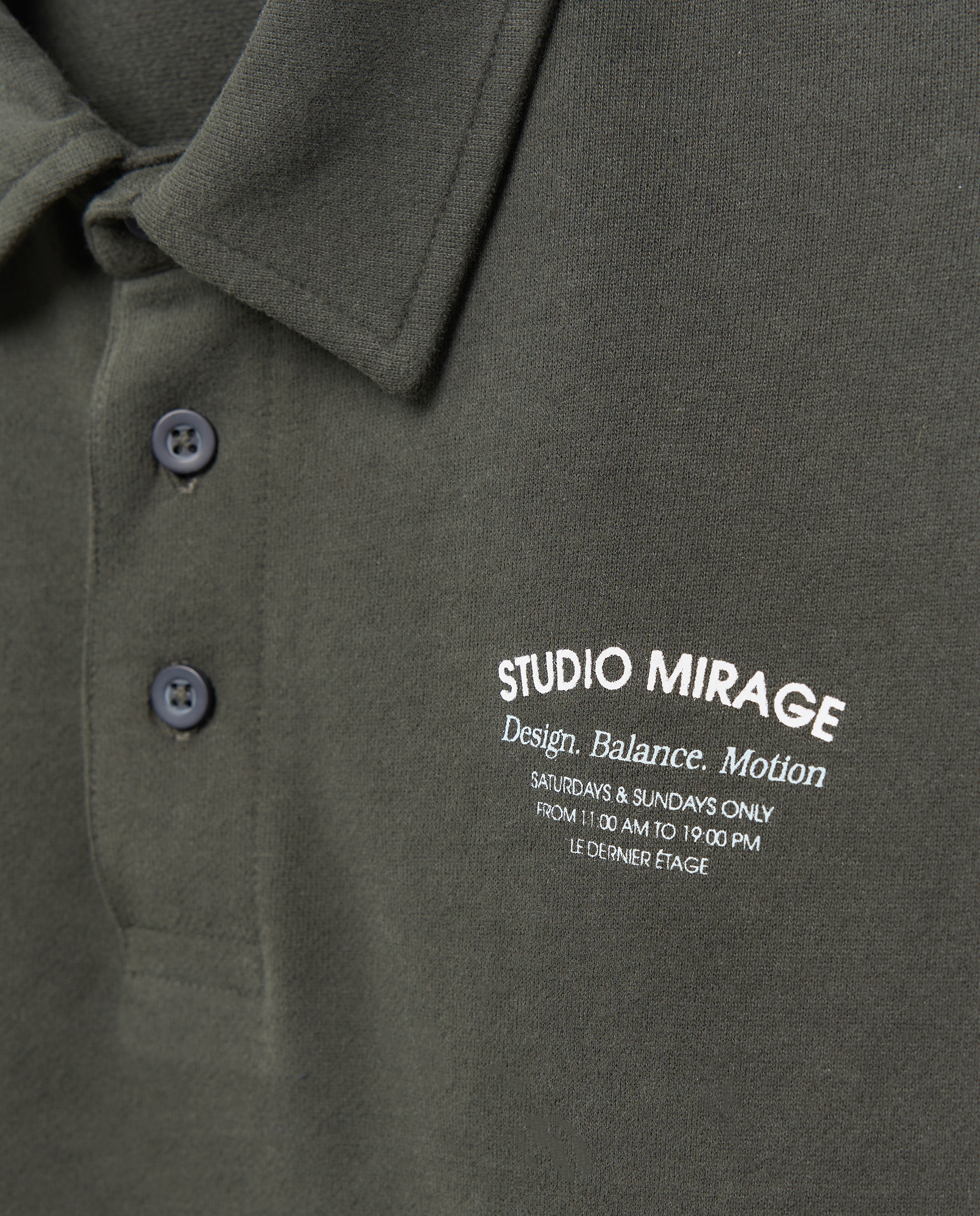 Sudadera de hombre rugby cuello polo lisa STUDIO MIRAGE 530 Verde oscuro-5