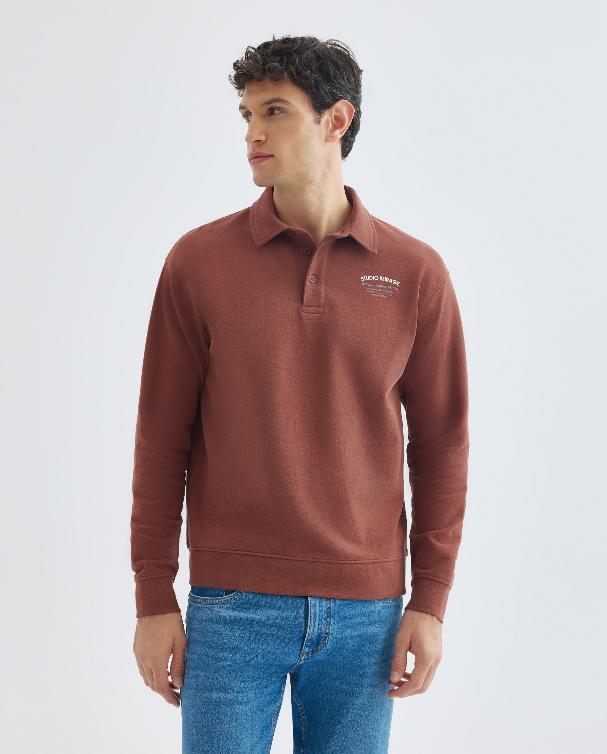 Imagen 0 de Sudadera de hombre rugby cuello polo lisa STUDIO MIRAGE