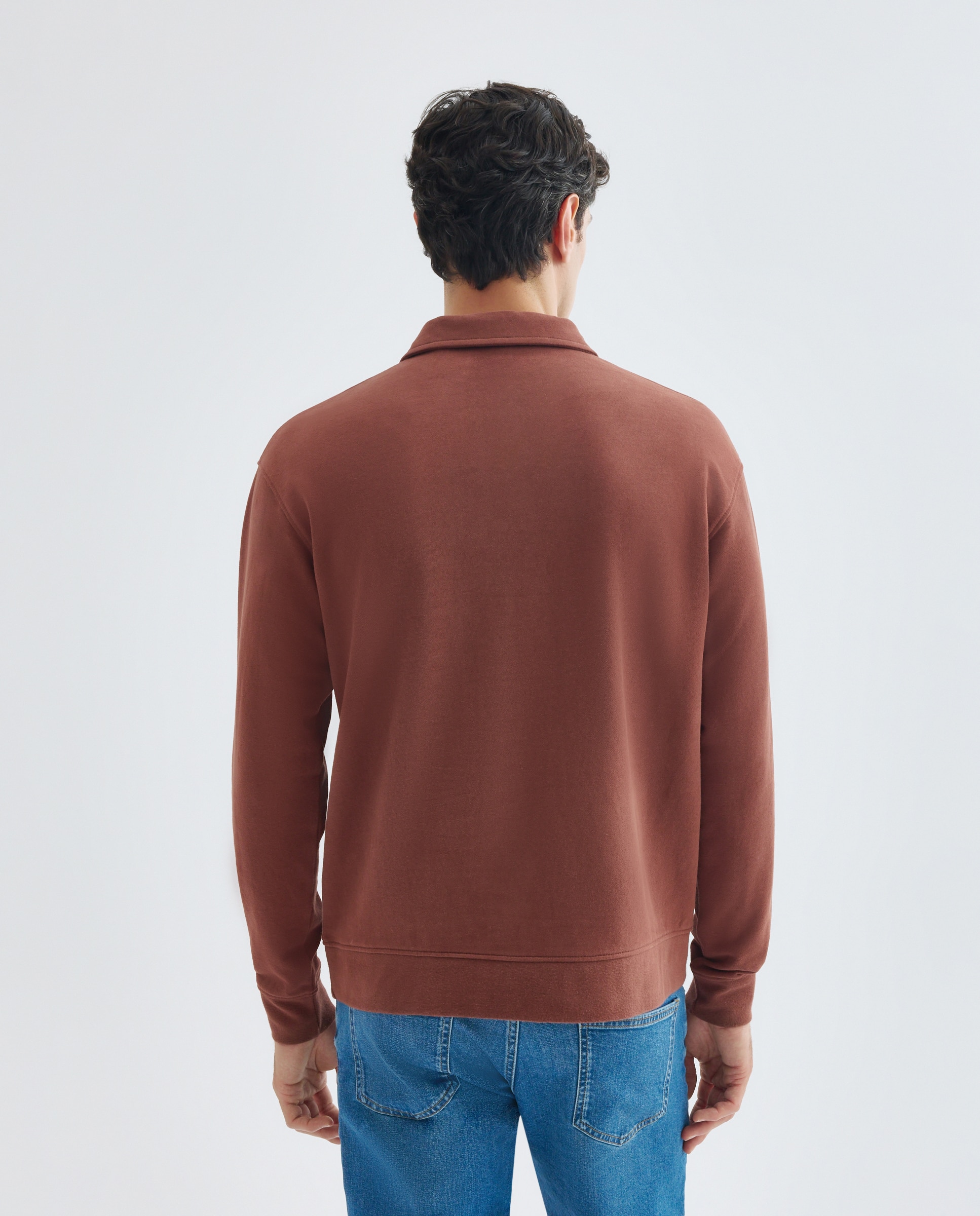 Sudadera de hombre rugby cuello polo lisa STUDIO MIRAGE 770 Terracota-3