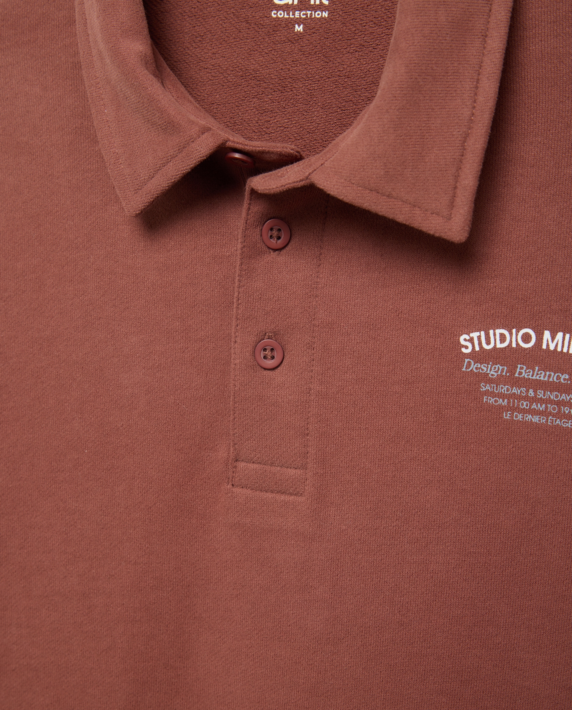 Sudadera de hombre rugby cuello polo lisa STUDIO MIRAGE 770 Terracota-5